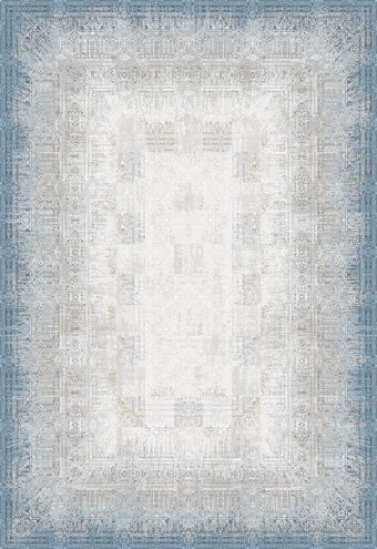 Elexsus Ascension 3327 Gri-Mavi 8 mm Viskon Silinebilir Yıkanabilir Orta Kaymaz Dikdörtgen Makine Dokuma Oturma Odası-Salon Halısı 80x150 cm