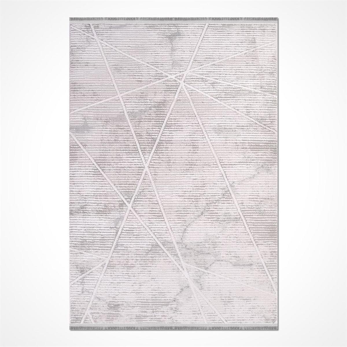 Crea Halı Luna 4520LN Gri 9 mm Akrilik Antibakteriyel Yıkanabilir İnce Pamuk Taban Dikdörtgen Makine Dokuma Salon Halısı 160x235 cm