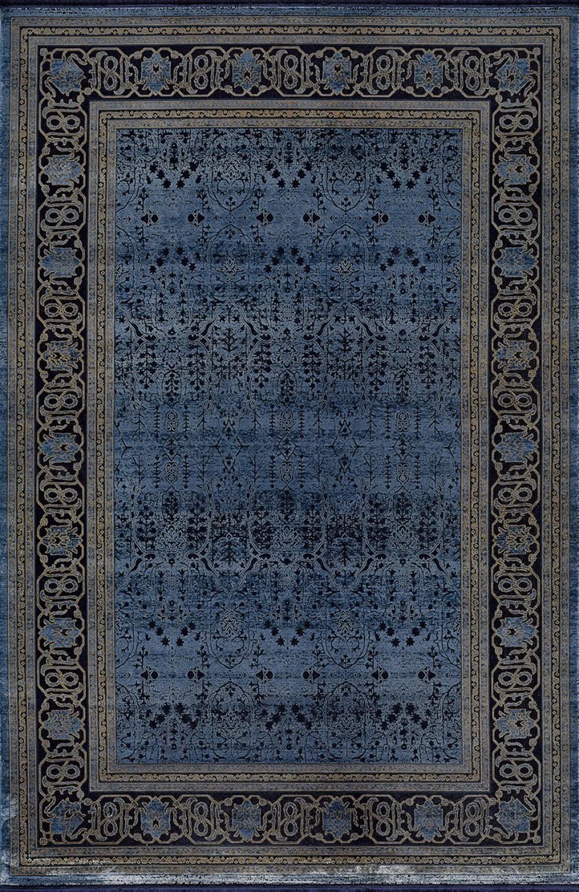 Artemis Halı Bella 6463B Lacivert Akrilik Yıkanabilir İnce Kaymaz Jüt Taban Dikdörtgen Makine Dokuma Salon Halısı 120x180 cm