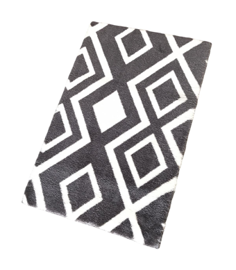 Jassrug Royal Antrasit 15 mm Polyester Yıkanabilir Kalın Kaymaz Taban Geometrik Dikdörtgen Makine Dokuma Halı 200x290 cm