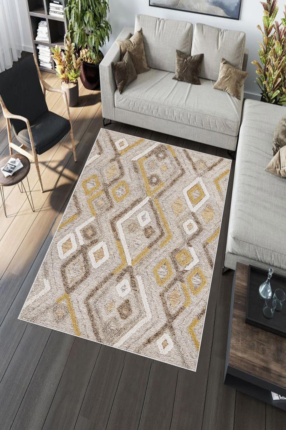 Aldora A277 Çok Renkli 9 mm Deri Antibakteriyel Yıkanabilir İnce Kaymaz Dikdörtgen Makine Dokuma Salon Halısı 100x200 cm