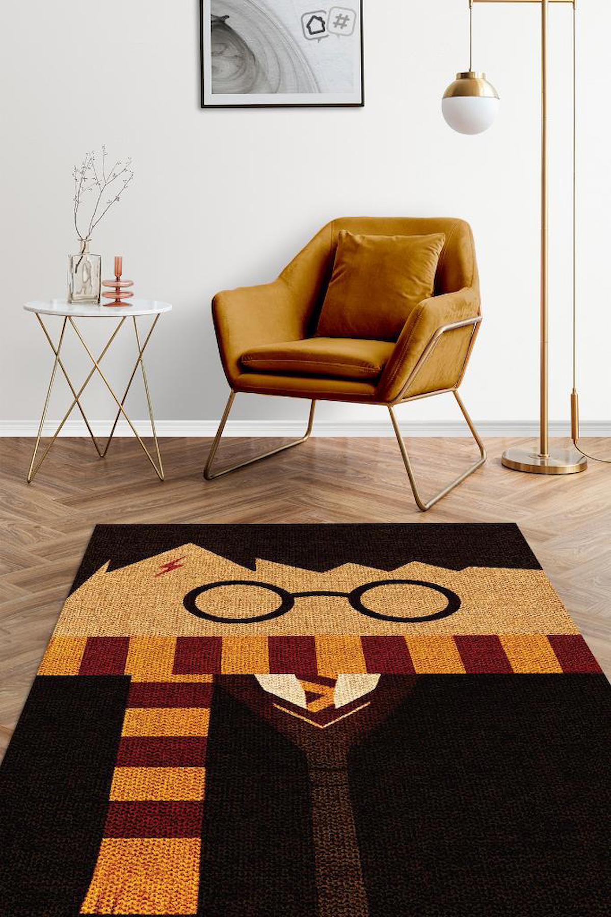 Homshtag Harry Potter Krem 4 mm Pamuk Antistatik Yıkanabilir İnce Kaymaz Dikdörtgen Makine Dokuma Genç Odası Halısı 120x170 cm