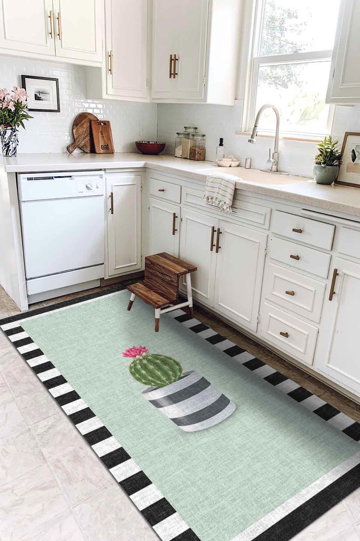 Aida Home Anise Krem 0.5 mm Pamuk Yıkanabilir İnce Kaymaz Jüt Taban Dikdörtgen Makine Dokuma Salon Halısı 120x180 cm