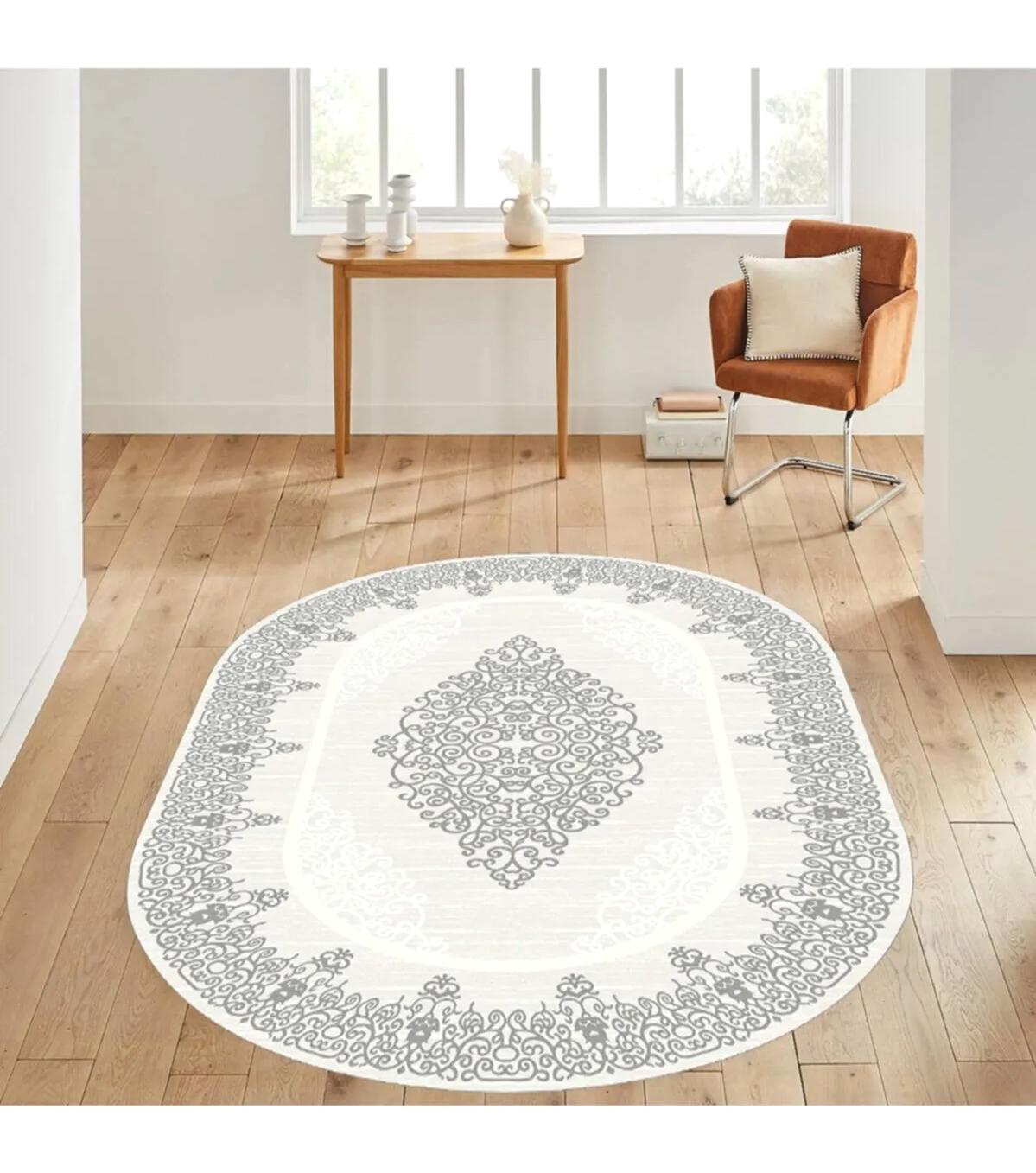 Rovigo Home RVG7080 Gri 8 mm Polyester Yıkanabilir Orta Kaymaz Dot Taban Dikdörtgen Makine Dokuma Salon Halısı 80x250 cm