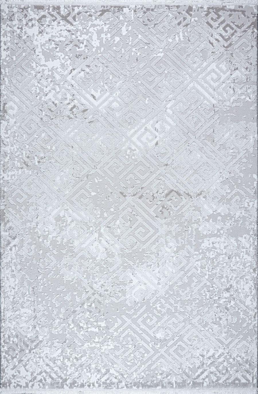 Kreasyon Halı Elkenz 7565 Gri 12 mm Akrilik Yumuşak Yıkanabilir İnce Kaymaz Dikdörtgen Makine Dokuma Salon Halısı 100X110 cm