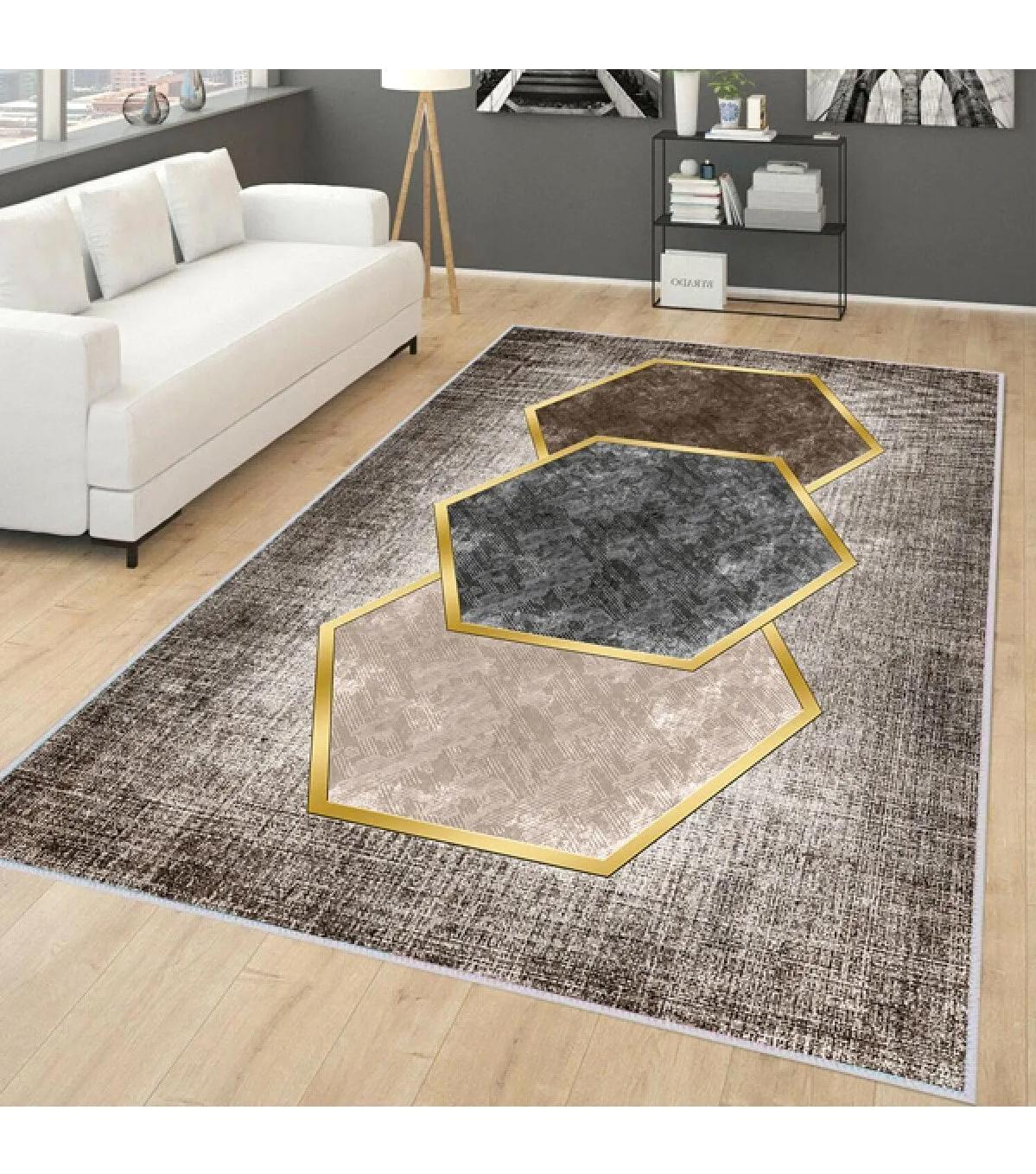 Rovigo Home RVG0167-SM28 Çok Renkli 8 mm Polyester Yıkanabilir Orta Kaymaz Dot Taban Dikdörtgen Makine Dokuma Salon Halısı 120x180 cm