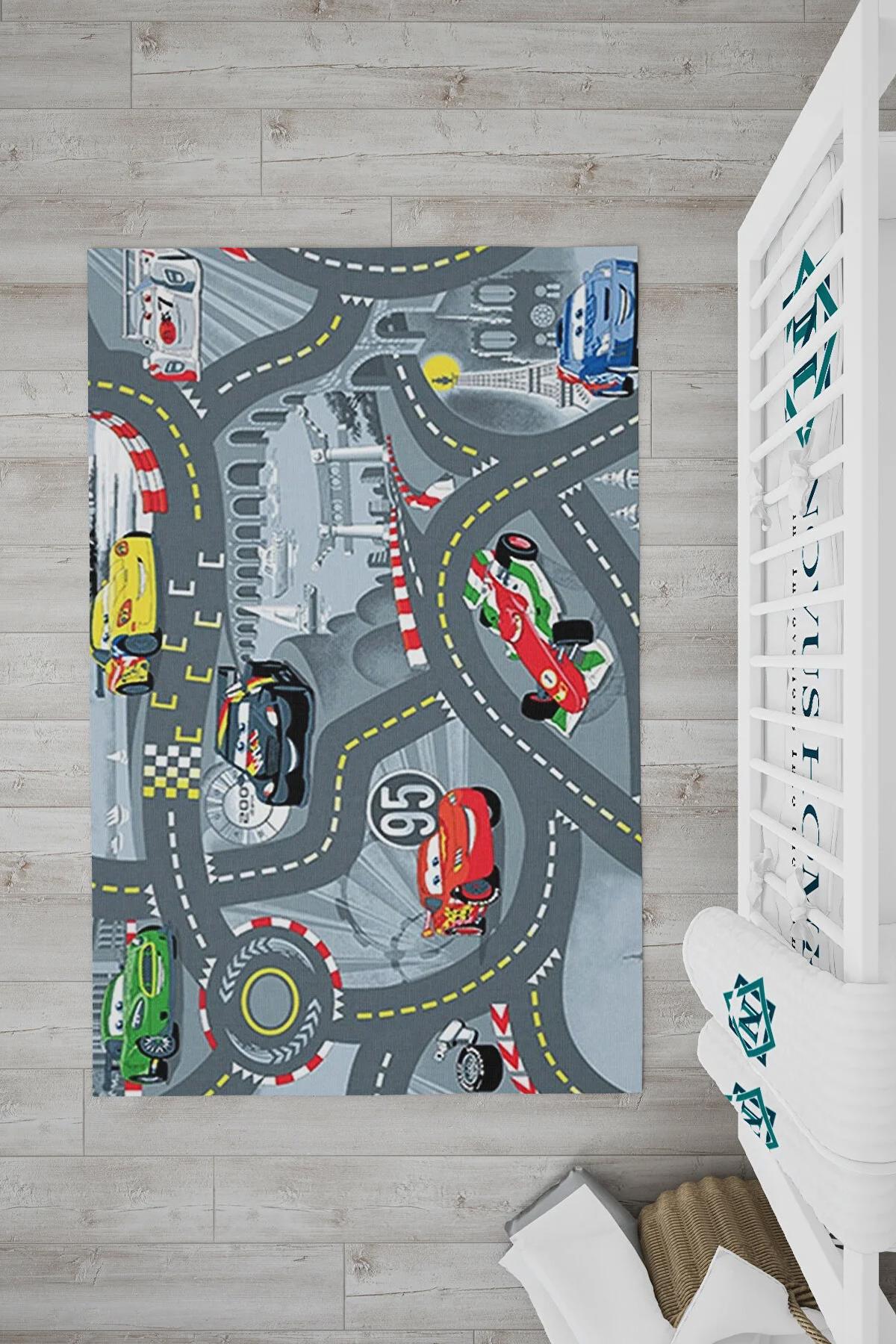 Novus Home Punto Serisi Antrasit Gri 7 mm Polyester Antibakteriyel-Toz Tutmaz-Yalıtıma Yardımcı Yıkanabilir İnce Kaymaz Taban Yuvarlak Makine Dokuma Çocuk Odası Halısı 80x150 cm