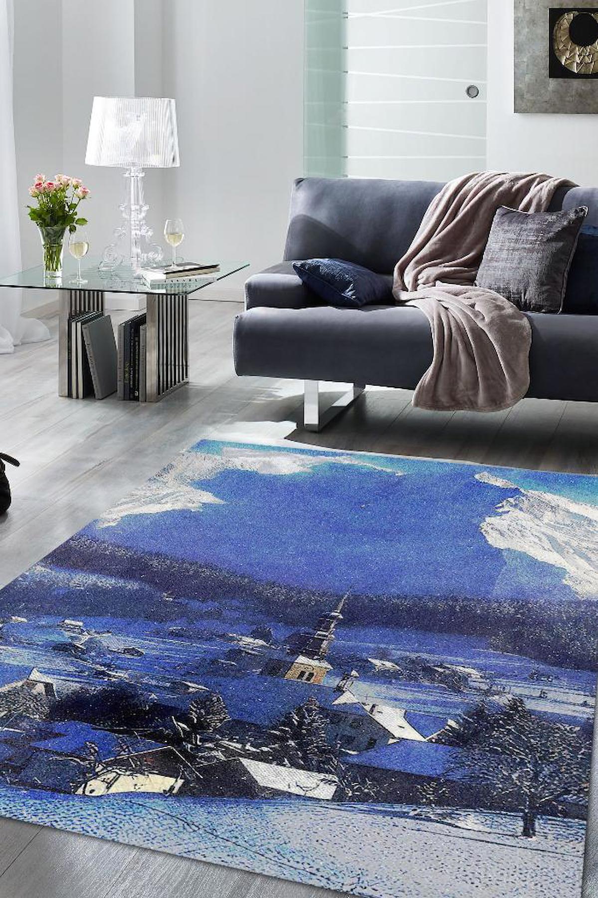 Homshtag Beyaz Kasaba Çok Renkli 4 mm Pamuk Antistatik Yıkanabilir İnce Kaymaz Dikdörtgen Makine Dokuma Salon Halısı 100x200 cm