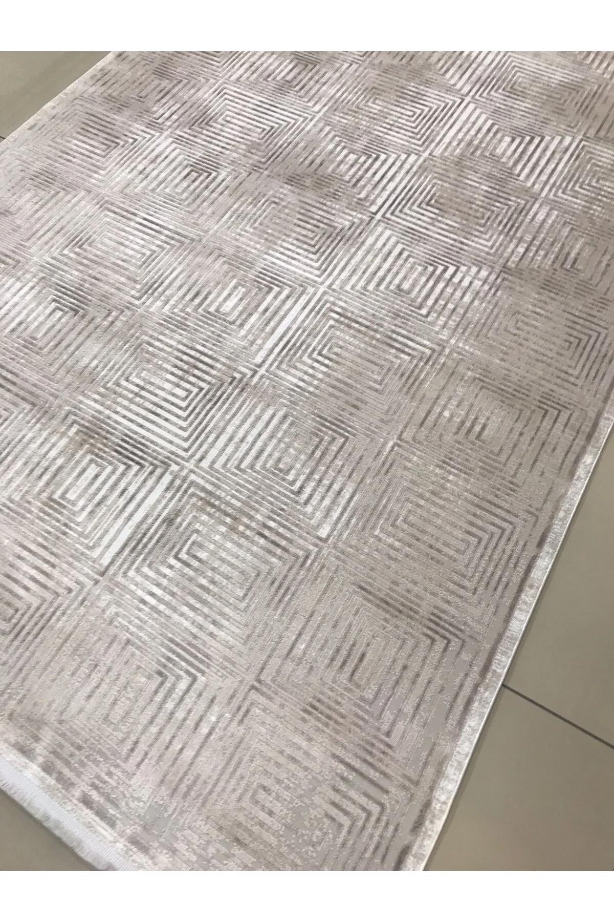 Padişah Evidence 35593 Krem 6 mm Akrilik-Viskon Silinebilir Yıkanabilir Dikdörtgen Makine Dokuma Salon Halısı 200x290 cm