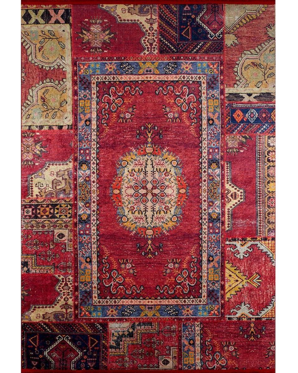 Halı Atölyesi HK057 Kırmızı 5 mm Pamuk Yıkanabilir Kaymaz Taban Dikdörtgen Makine Dokuma Salon Halısı 80x150 cm