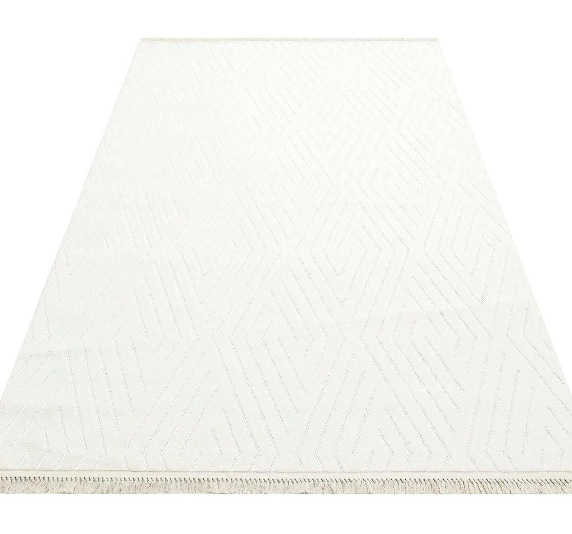 Eko Halı CPT04 Krem 10 mm Polyester Yıkanabilir Orta Dikdörtgen Makine Dokuma Salon Halısı 180x300 cm