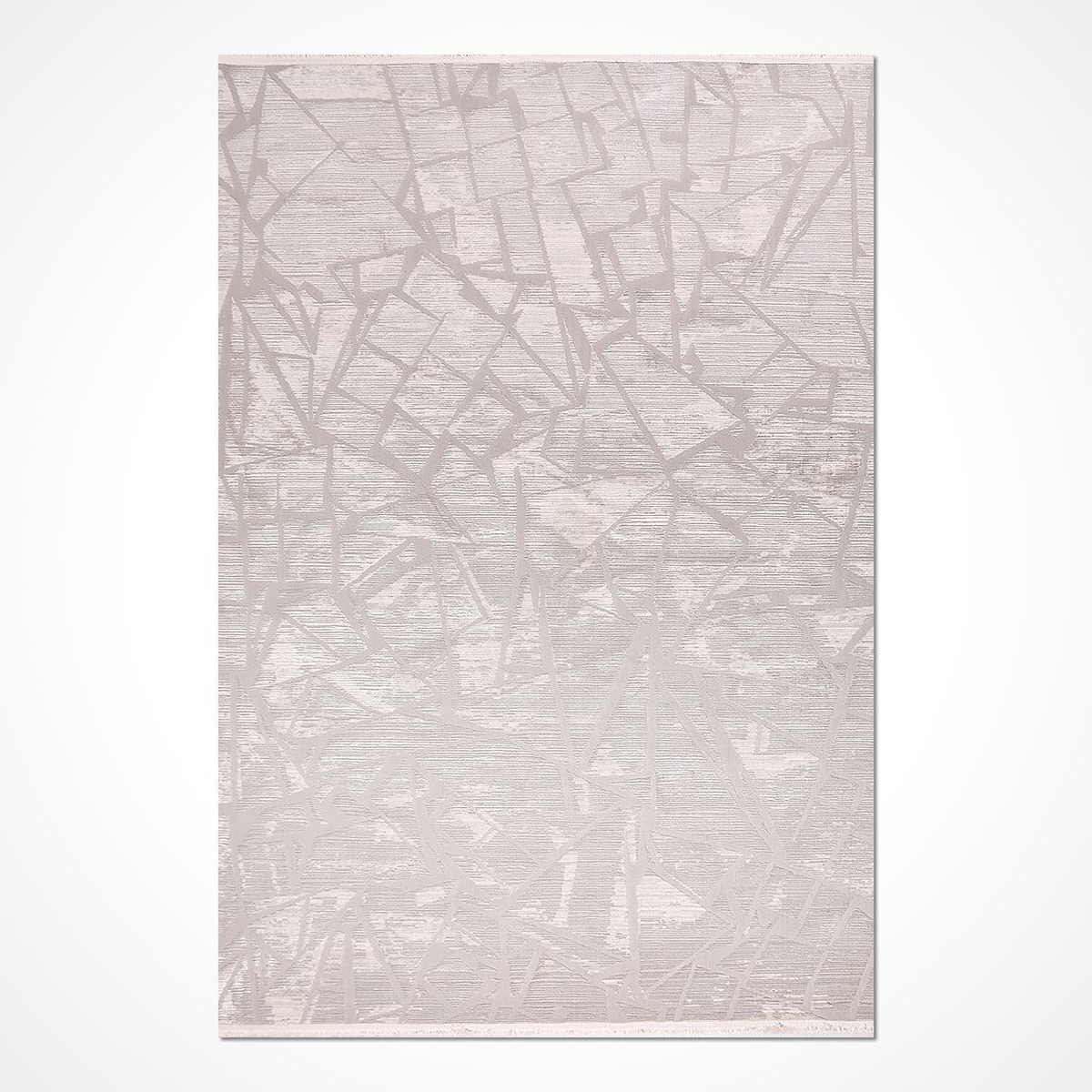 Crea Halı Odessa OP01 Krem 14 mm Polyester Toz Tutmaz Yıkanabilir Kalın Geometrik Dikdörtgen Makine Dokuma Salon Halısı 120x400 cm