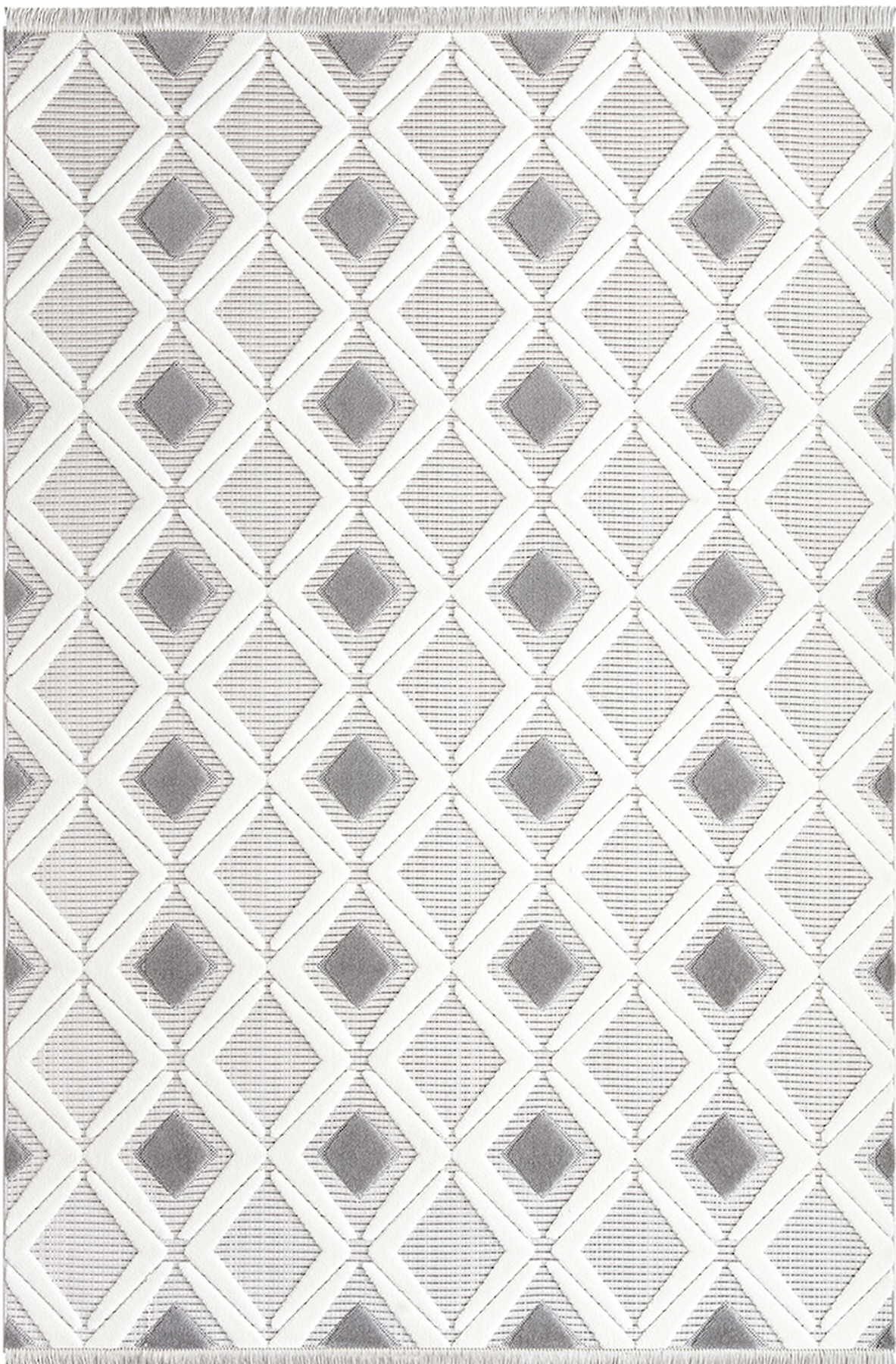 İpek Mekik Halı Almond 11409 Krem 10 mm Polyester Toz Tutmaz Yıkanabilir Orta Kaymaz Jüt Taban Geometrik Dikdörtgen Makine Dokuma Antre-Çocuk Odası-Salon-Yatak Odası Halısı 120x180 cm