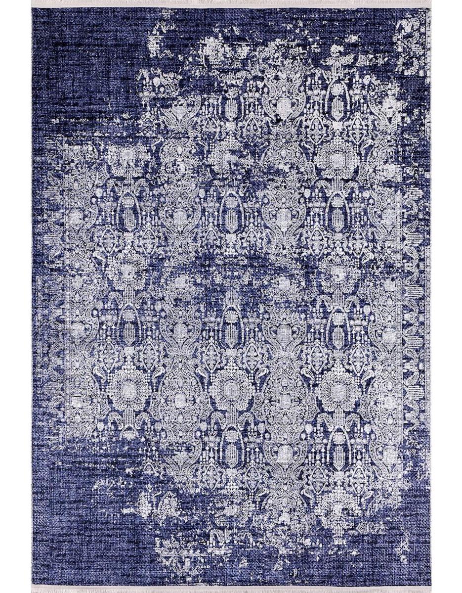Halı Atölyesi HK051 Lacivert 5 mm Pamuk Yıkanabilir Kaymaz Taban Dikdörtgen Makine Dokuma Salon Halısı 160x230 cm