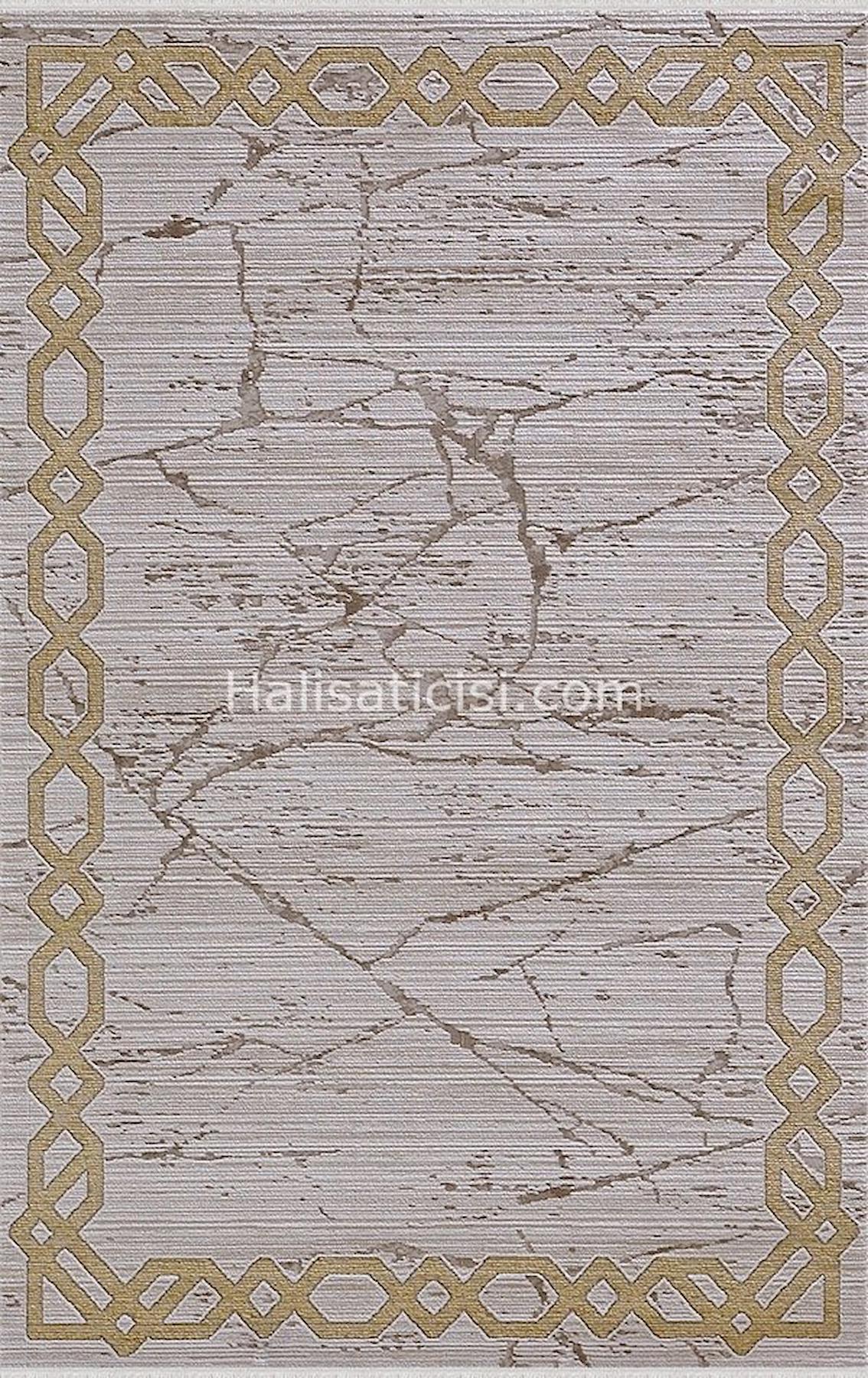 Merinos Diyez 34931 Krem 9 mm Akrilik Yıkanabilir İnce Kaymaz Dikdörtgen Makine Dokuma Salon Halısı 60x100 cm