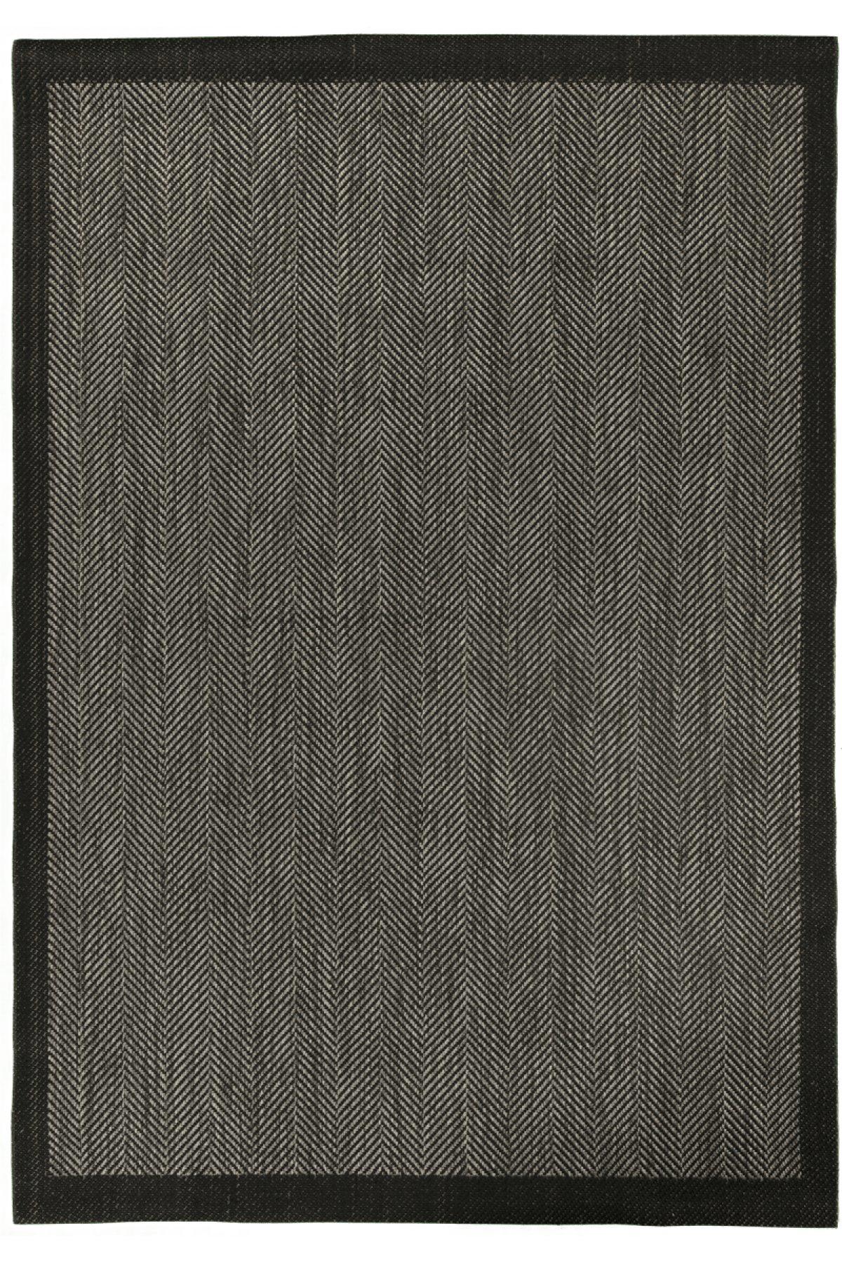 Tuğra Halı Asia AS06 Siyah 4 mm Polyester Hav Tutmaz-Toz Tutmaz Yıkanabilir İnce Kaymaz Dikdörtgen İç ve Dış Mekan Halısı 160x230 cm