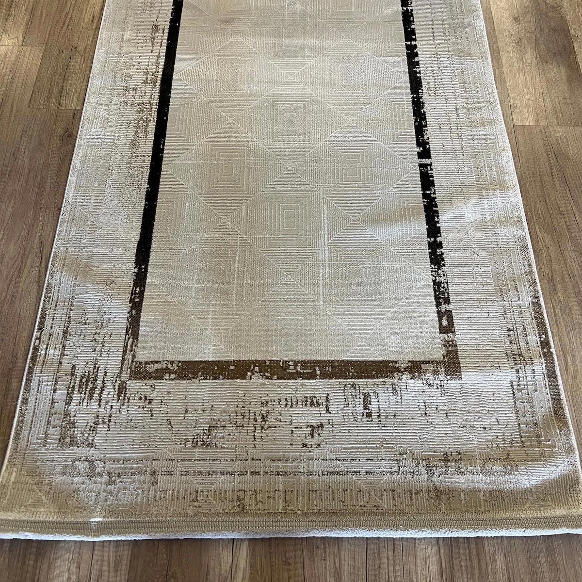 Luxess Halı Zen 1085 Bej 8 mm Mikropolyester Antibakteriyel Yıkanabilir İnce Kaymaz Dikdörtgen Makine Dokuma Salon Halısı 120x160 cm