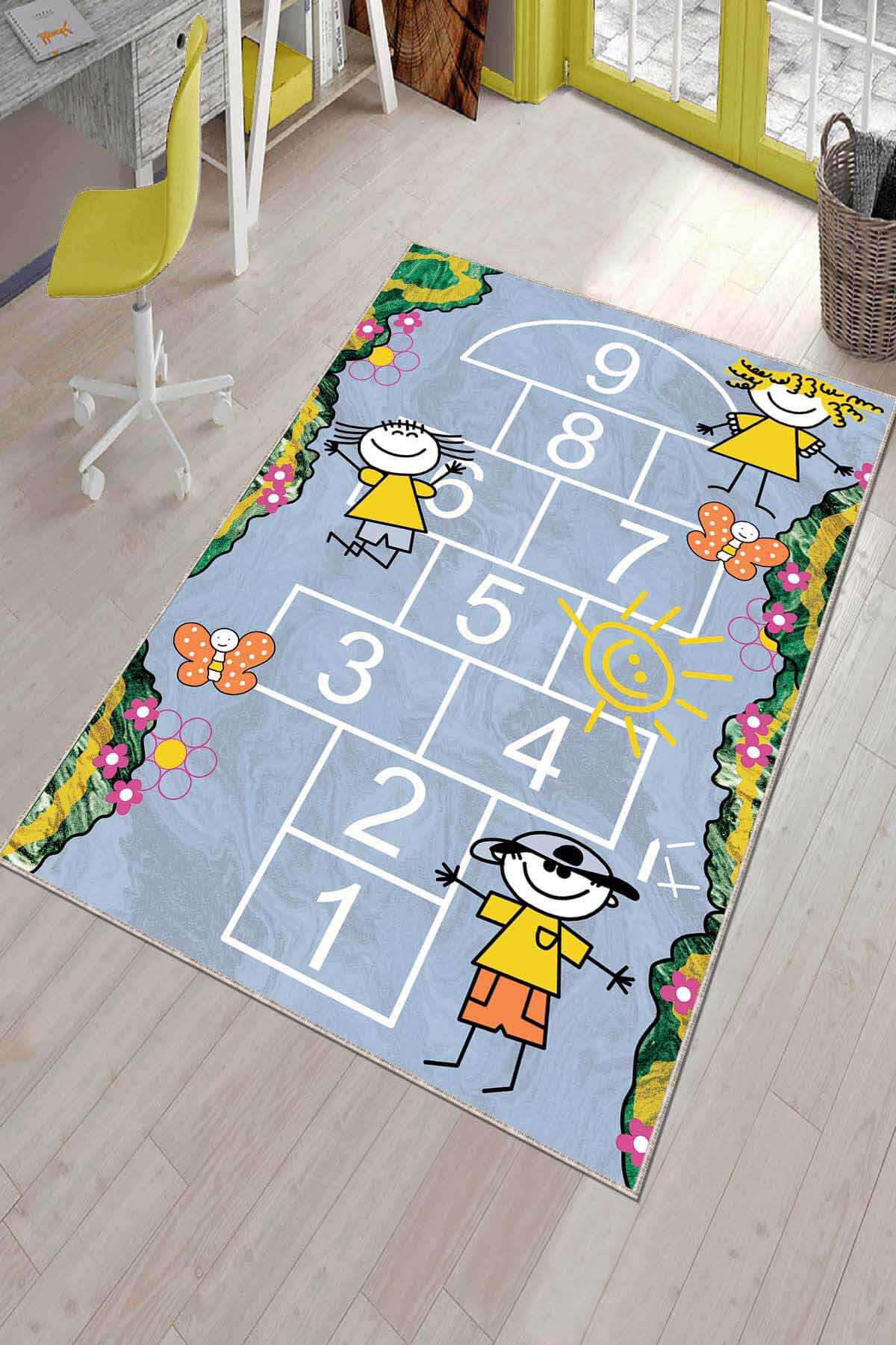 Viva Home AR745 Mor 7 mm Mikropolyester Silinebilir Yıkanabilir Orta Kaymaz Dot Taban Figürlü Dikdörtgen Makine Dokuma Salon Halısı 80x200 cm