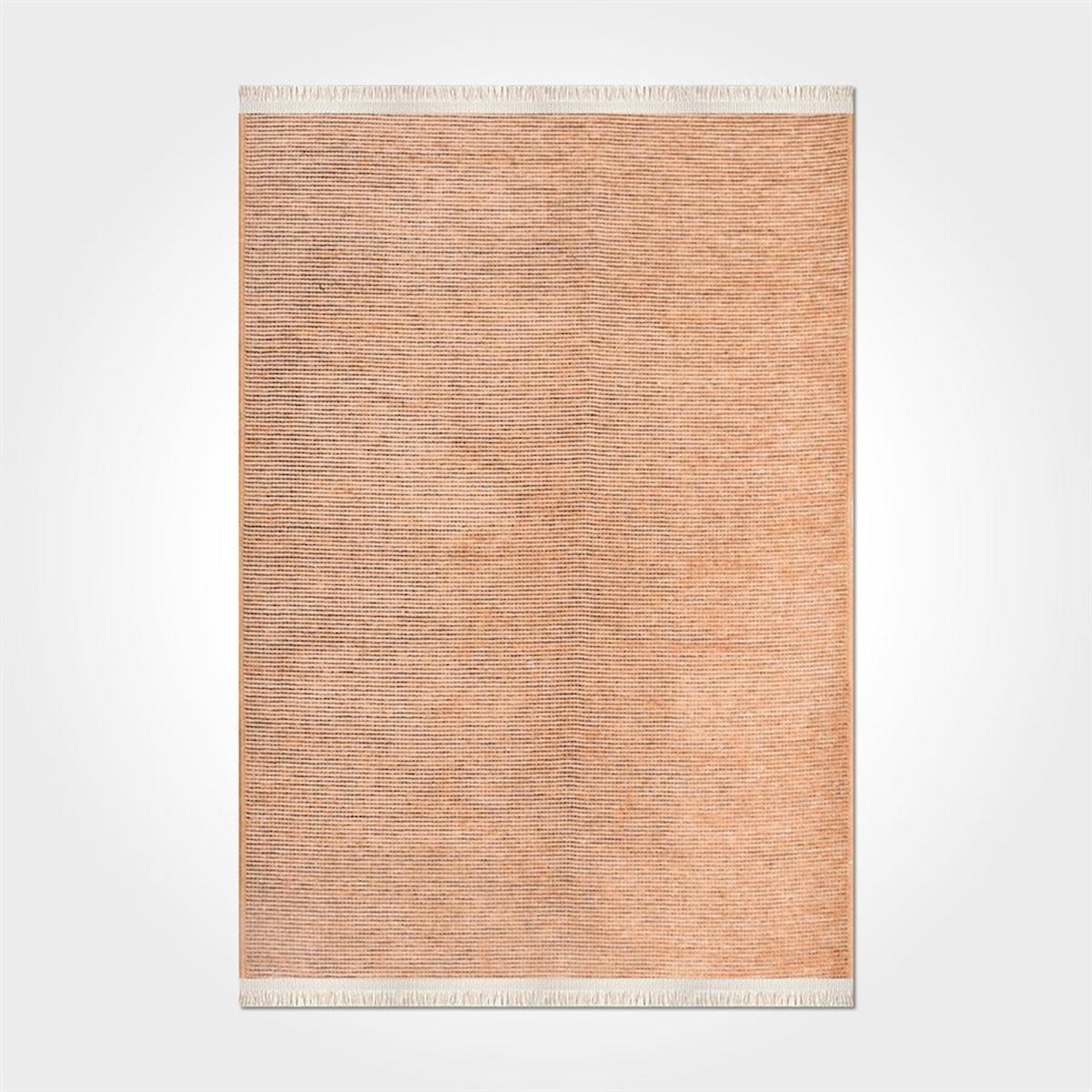 Crea Halı Azade 8203S Taba 7 mm Pamuk-Polyester Antibakteriyel Yıkanabilir Orta Kaymaz Lateks Taban Dikdörtgen Makine Dokuma Salon Halısı 120x200 cm