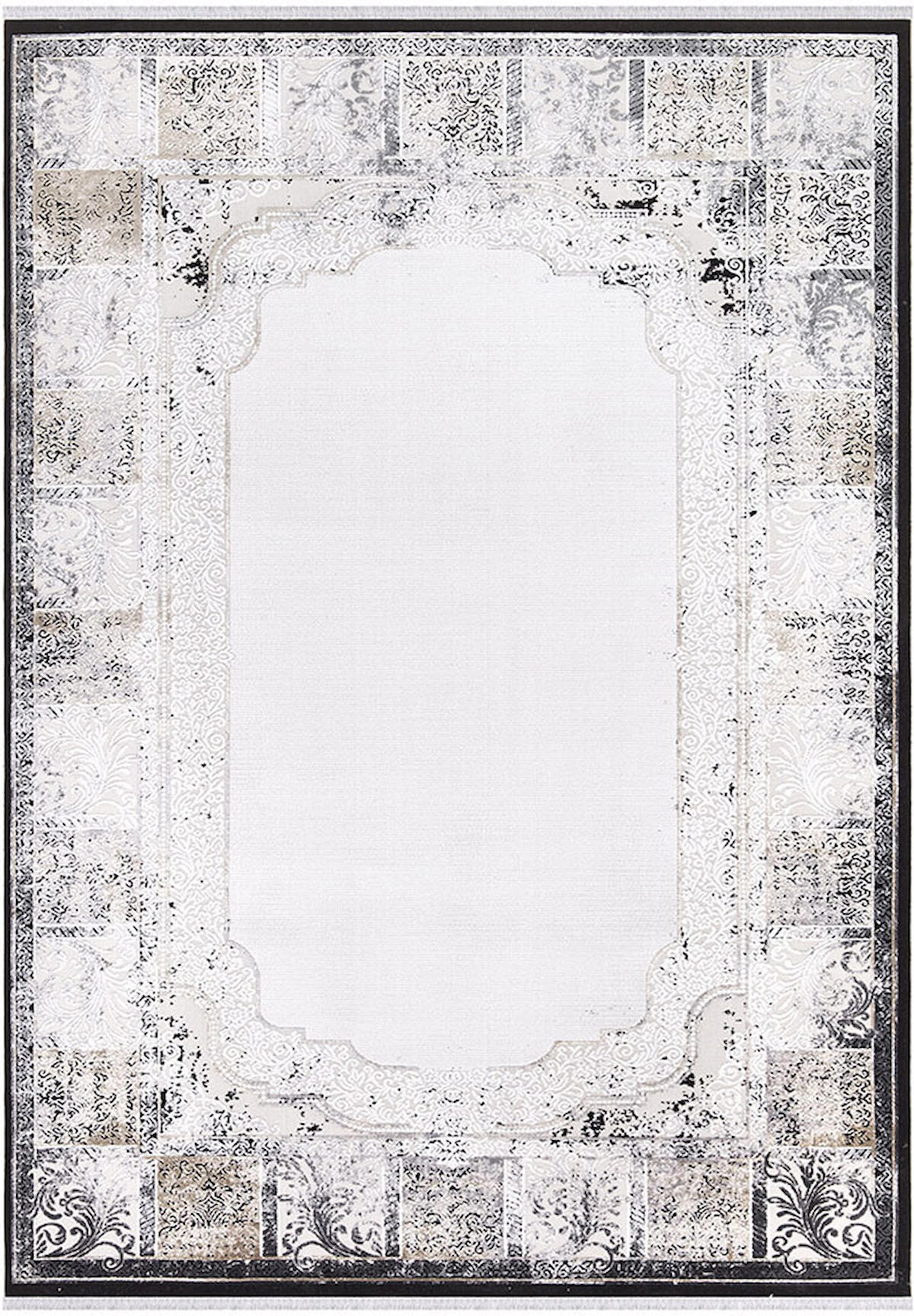 İpek Home Roxanne 17183 Gri 8 mm Akrilik Yıkanabilir İnce Kaymaz Pamuk Taban Dikdörtgen Makine Dokuma Antre-Çocuk Odası-Salon-Yatak Odası Halısı 100x300 cm