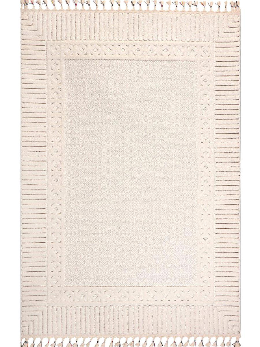 Gümüşsuyu Deco Alvin 12729 Krem 10 mm Polyester Yıkanabilir İnce Kaymaz Dikdörtgen Makine Dokuma Salon Halısı 80x500 cm