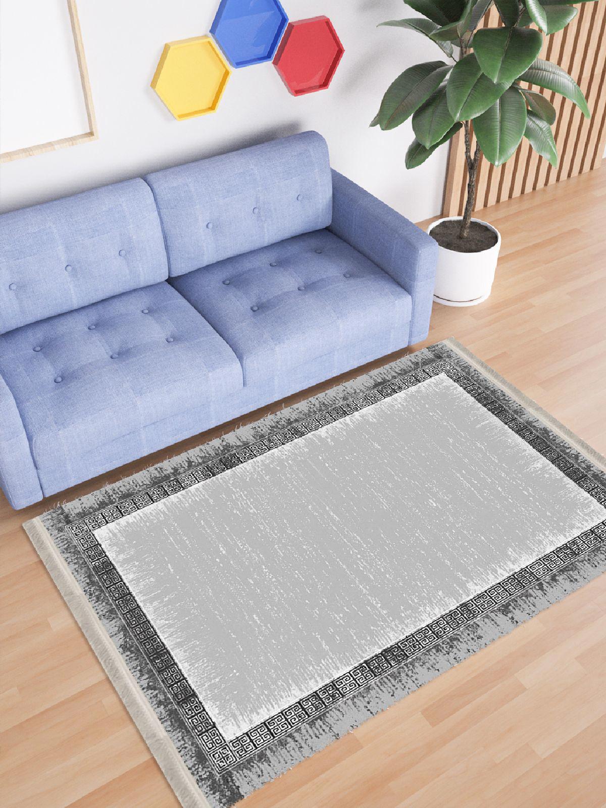 Enbe Collection E-MD0079A Krem 5 mm Pamuk Silinebilir Yıkanabilir Orta Kaymaz Dot Taban Dikdörtgen Makine Dokuma Oturma Odası Halısı 100x140 cm