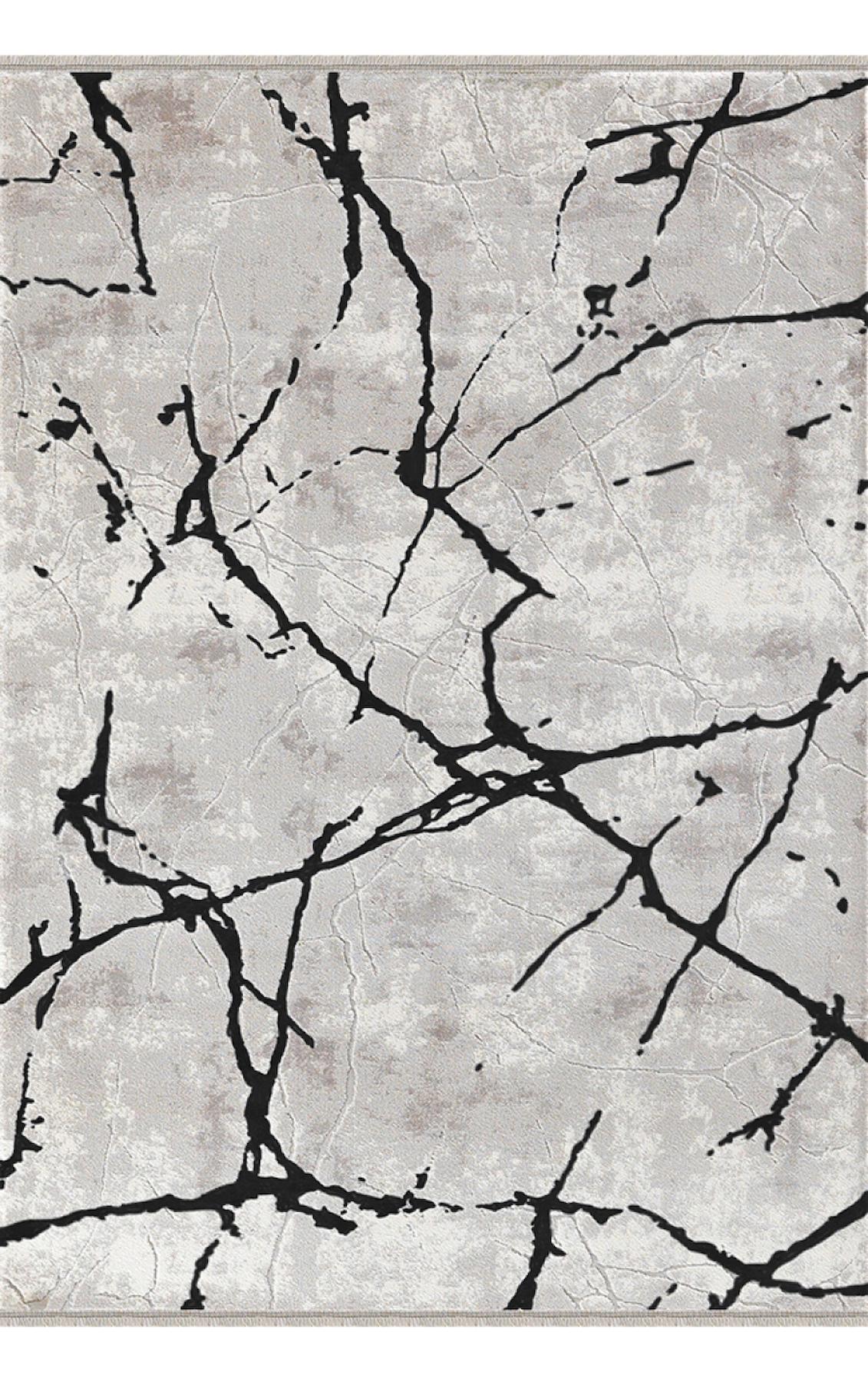 Padişah Eternity 34216 Gri-Siyah 10 mm Akrilik Yıkanabilir İnce Dikdörtgen Makine Dokuma Salon Halısı 200x290 cm