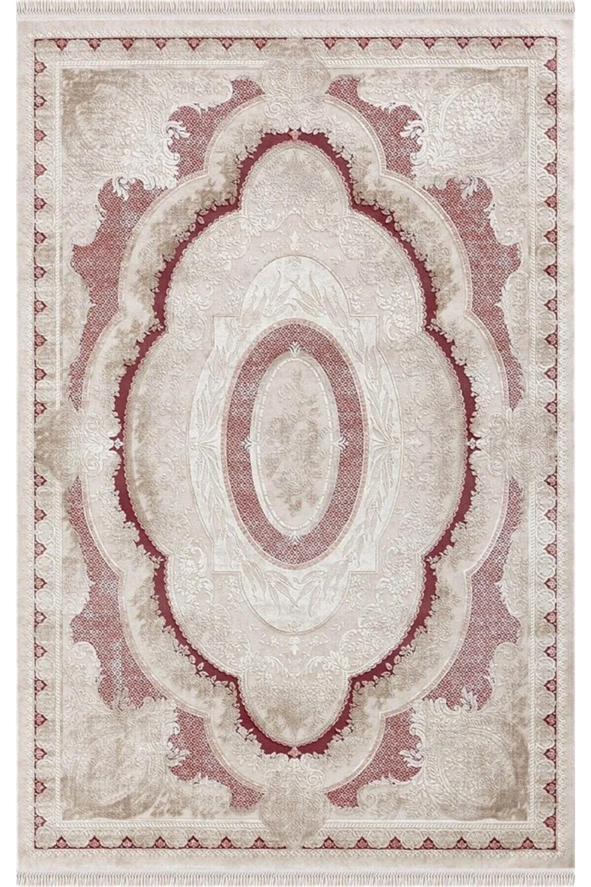 Merinos  Rodin 19774 Krem 11 mm Akrilik Antibakteriyel Yıkanabilir İnce Kaymaz Dikdörtgen Makine Dokuma Salon Halısı 120x180 cm