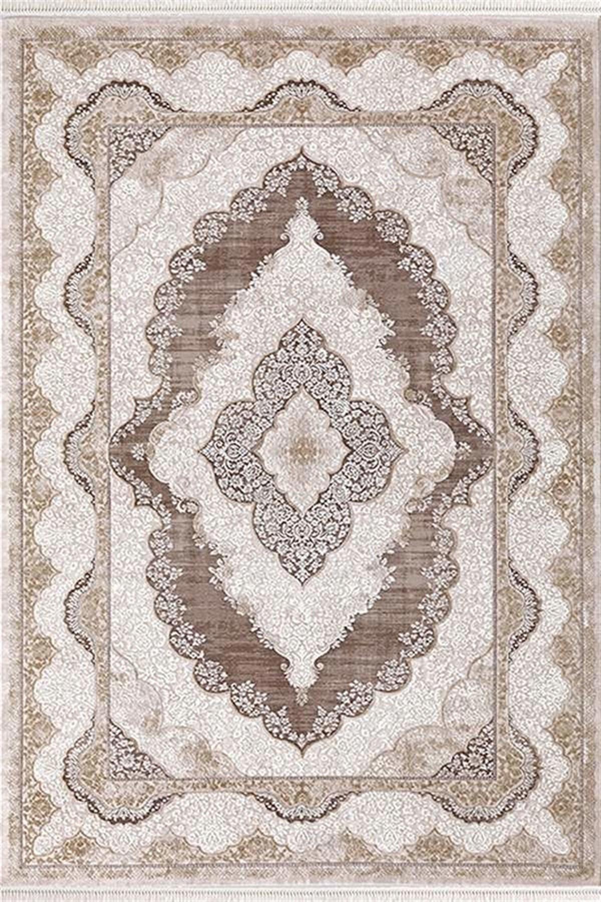 Efsane Halı Esmira 31893 Vizon 8 mm Akrilik Silinebilir Yıkanabilir Orta Kaymaz Dikdörtgen Makine Dokuma Oturma Odası Halısı 180x180 cm