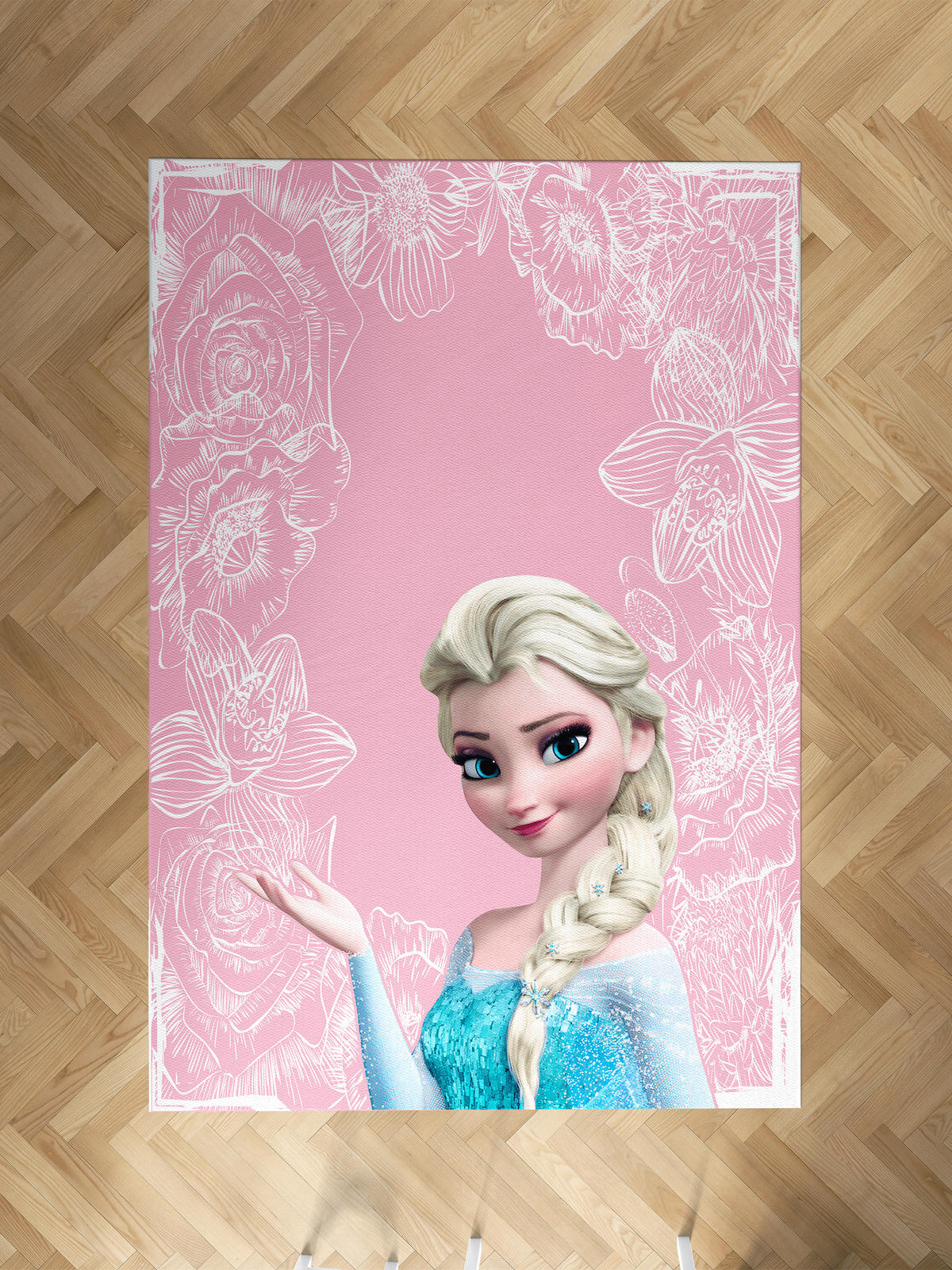 Mekta Home Frozen Çok Renkli 10 mm Antibakteriyel Yıkanabilir İnce Kaymaz Dot Taban Dikdörtgen Makine Dokuma Çocuk Odası Halısı 180x180 cm