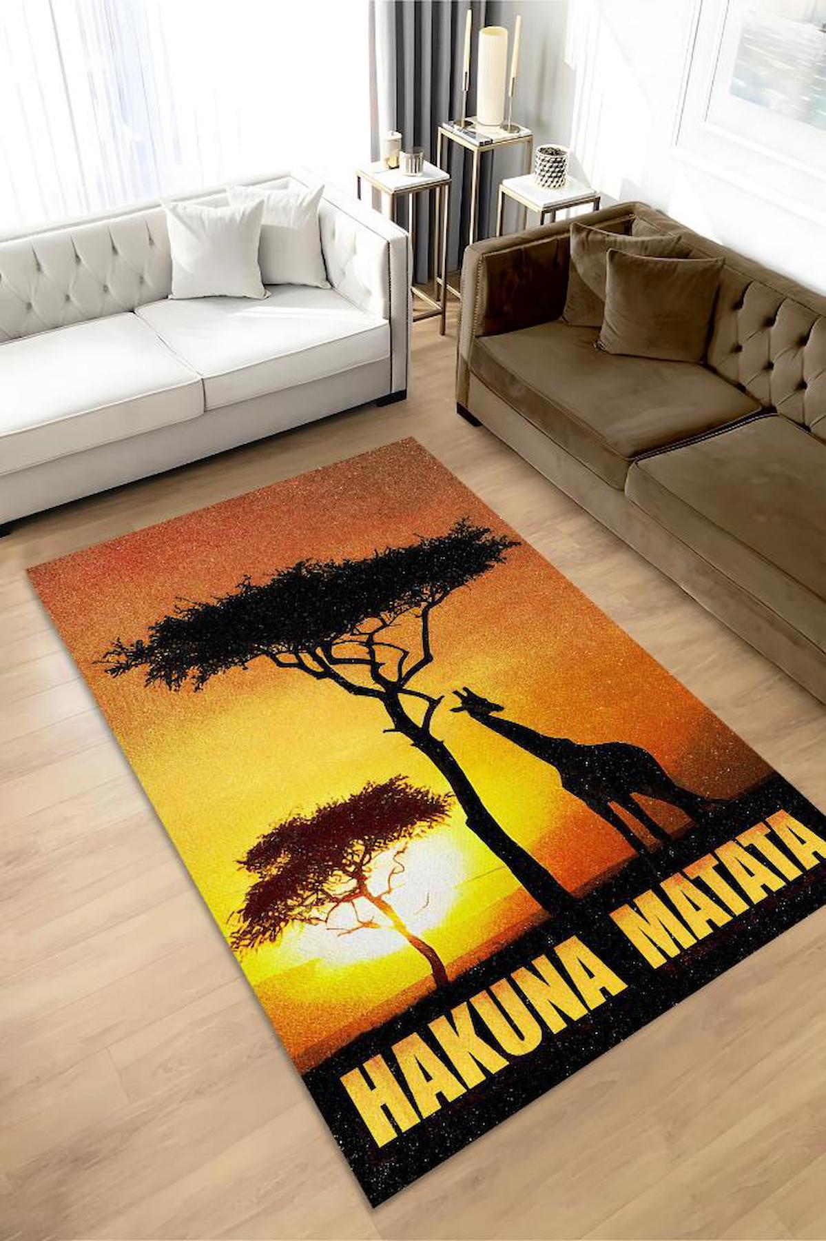 Homshtag Hakuna Matata Krem 4 mm Pamuk Antistatik Yıkanabilir İnce Kaymaz Dikdörtgen Makine Dokuma Salon Halısı 160x160 cm