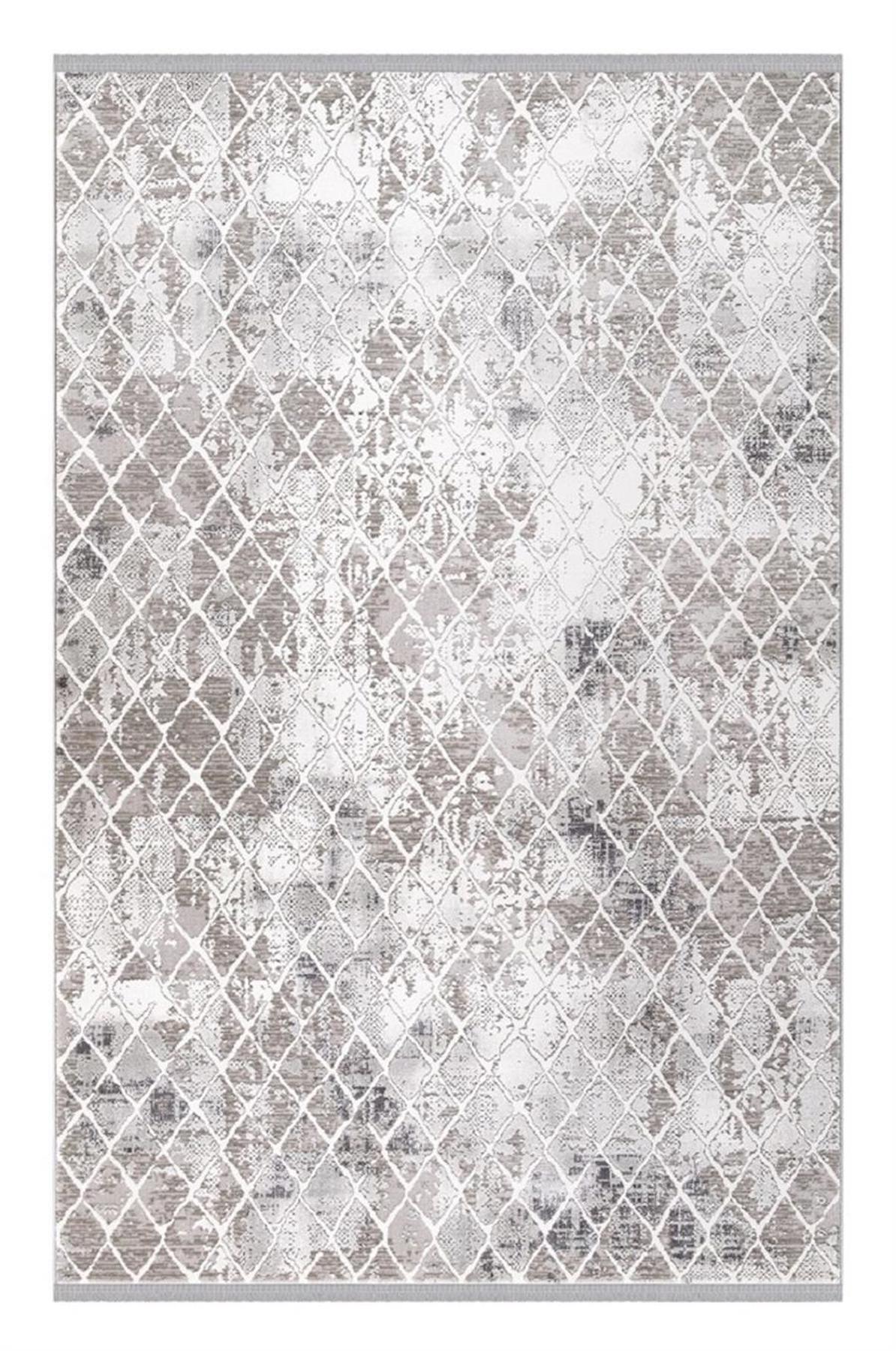 İpek Mekik Halı Anisa 15532 Vizon 10 mm Akrilik Yıkanabilir Orta Kaymaz Dikdörtgen Makine Dokuma Antre-Çocuk Odası-Salon-Yatak Odası Halısı 80x150 cm