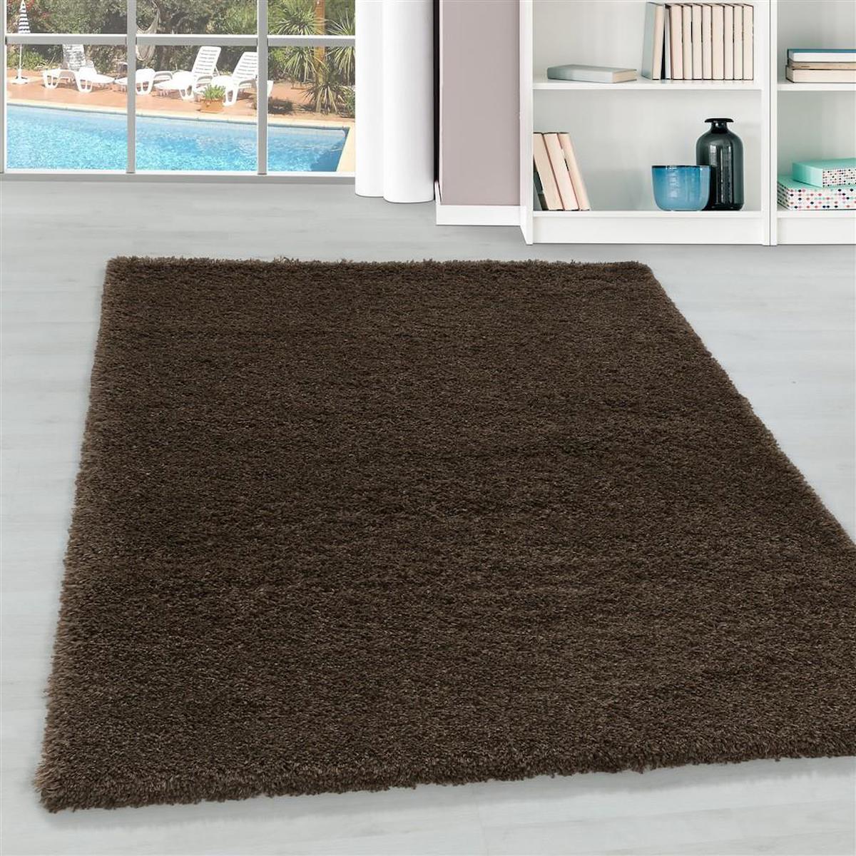 Red Halı Kahverengi 30 mm Polipropilen Antibakteriyel Yıkanabilir Kalın Kaymaz Lateks Taban Dikdörtgen Makine Dokuma Salon Halısı 120x170 cm