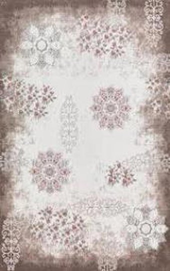 Merinos  Volga VL001 Kahverengi - Krem Akrilik Yıkanabilir Kalın Kaymaz Dikdörtgen Makine Dokuma Salon Halısı 80x500 cm