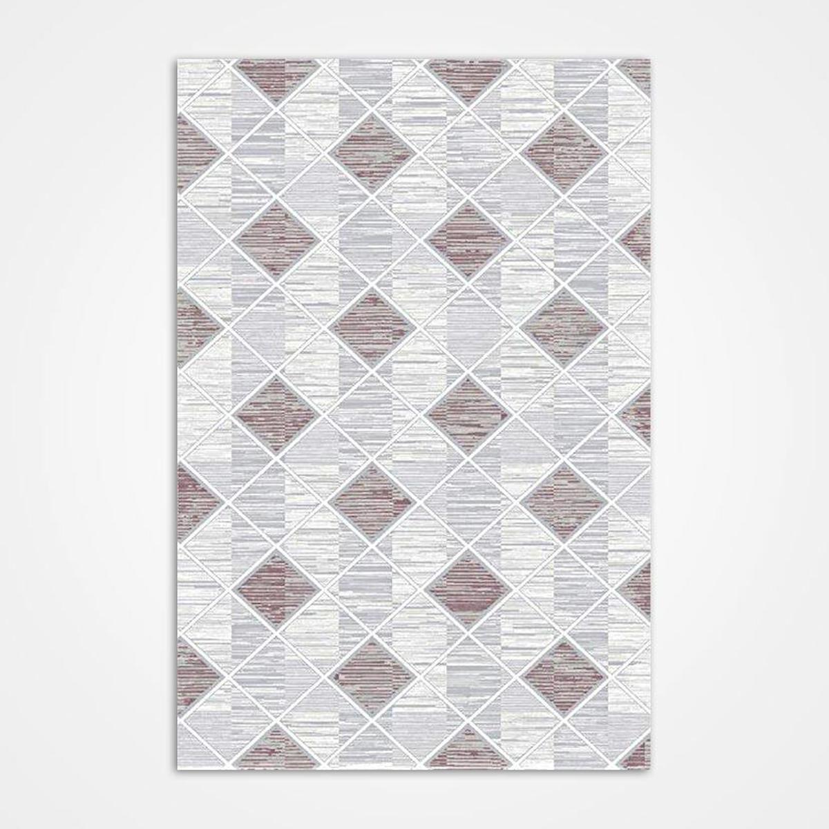 Crea Halı Galyon 16154 Krem 8 mm Akrilik Toz Tutmaz Yıkanabilir Orta Geometrik Dikdörtgen Makine Dokuma Salon Halısı 80x200 cm