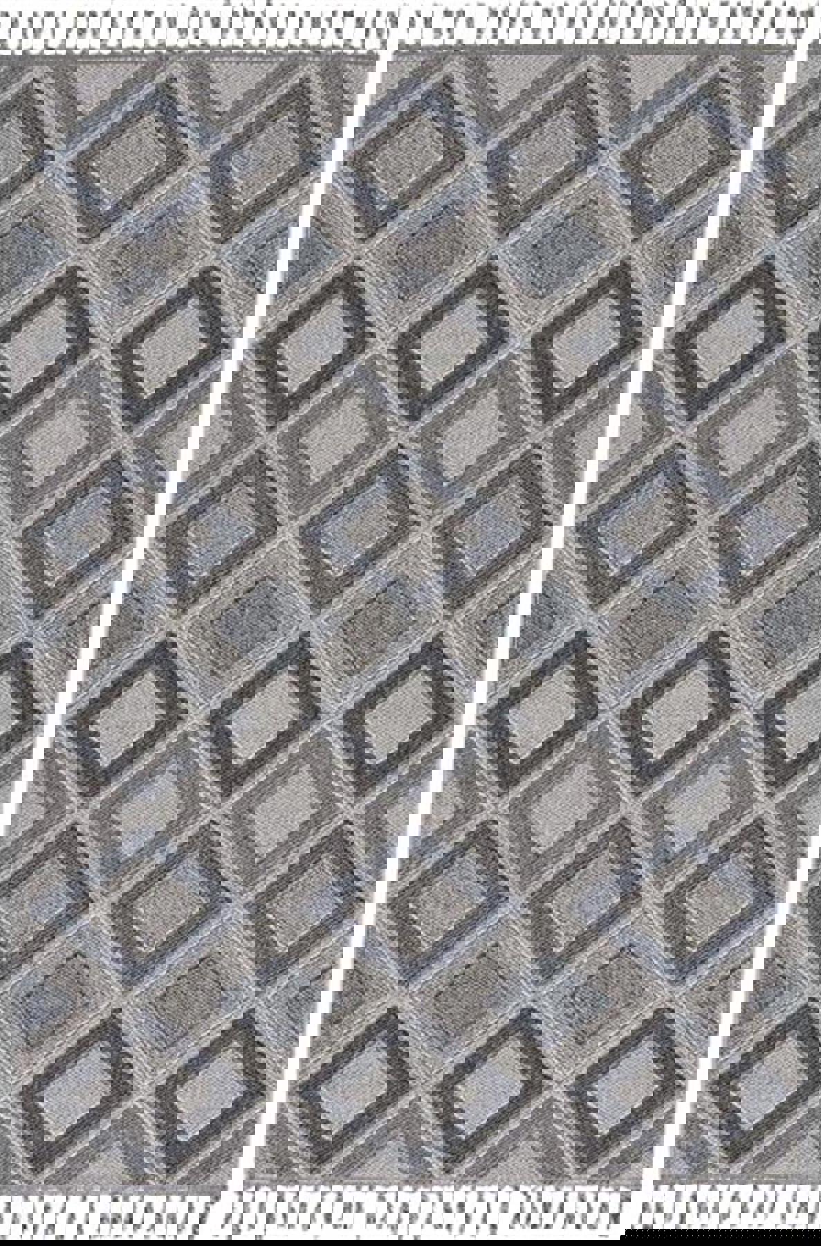 Enti Halı Bukle 1402 Gri 7 mm Polyester Toz Tutmaz Yıkanabilir Orta Dikdörtgen Makine Dokuma Salon Halısı 80x120 cm