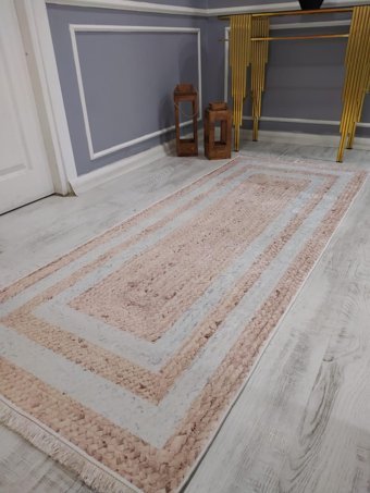 Doruklar Home Collection Krem 0.8 mm Mikropolyester Yıkanabilir Kaymaz Taban Dikdörtgen Makine Dokuma Halı 120x180 cm