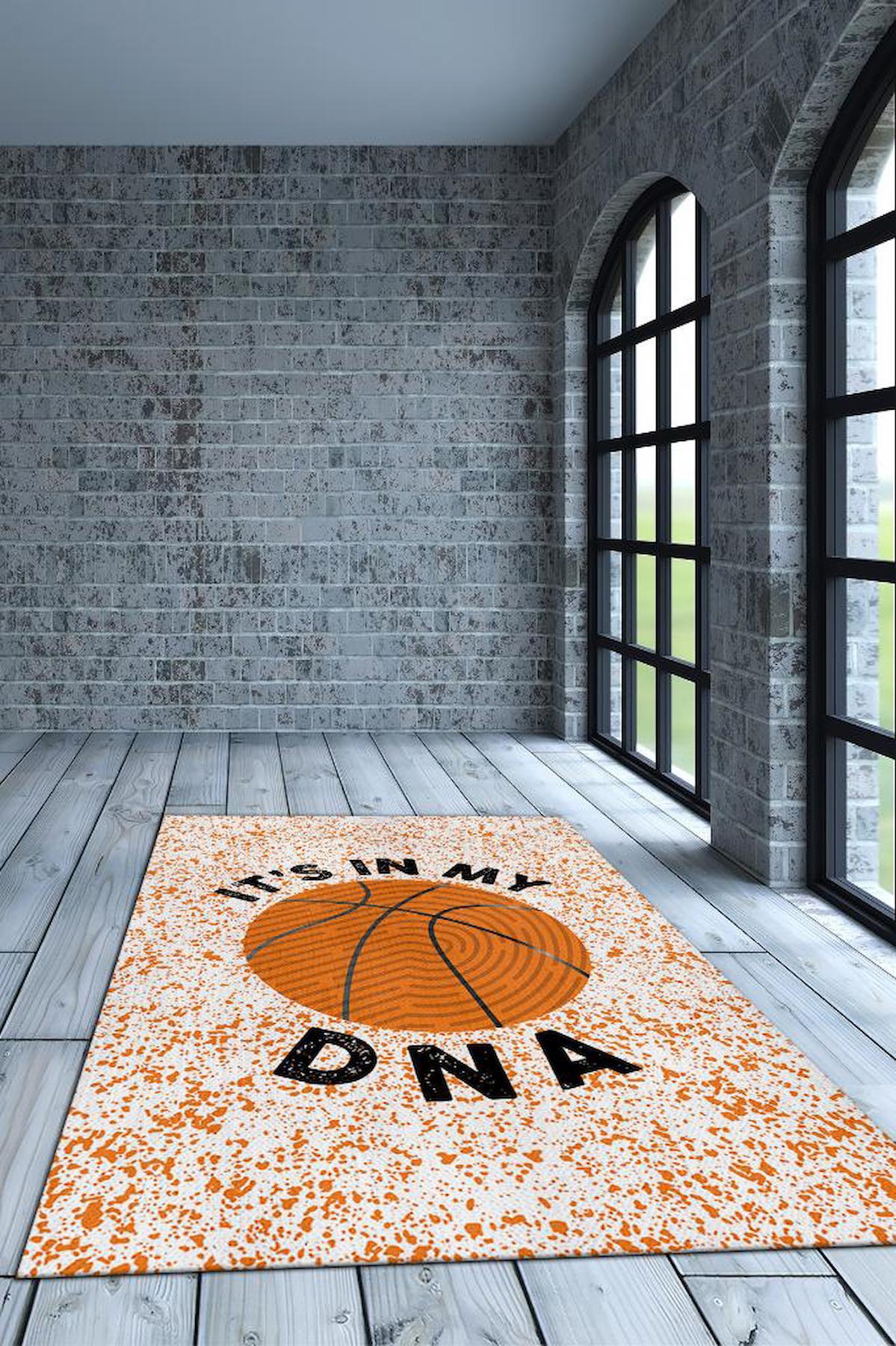 Homshtag Basketbol Krem 4 mm Pamuk Antistatik Yıkanabilir İnce Kaymaz Dikdörtgen Makine Dokuma Genç Odası Halısı 195x290 cm