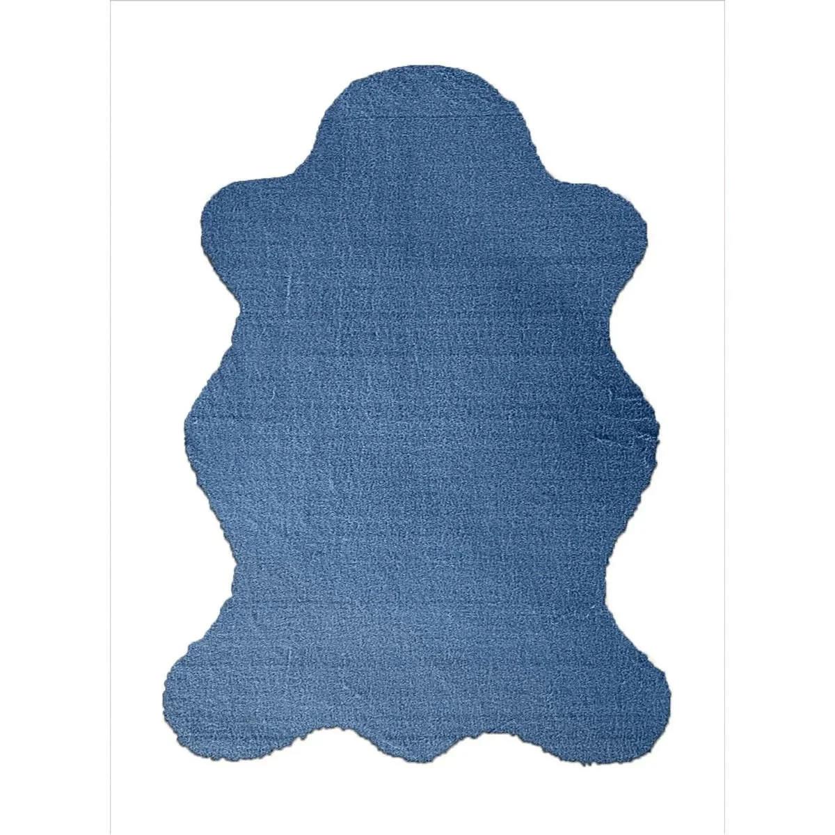Prizma Home Comfort Mavi 20 mm Mikropolyester Yumuşak Yıkanabilir Kalın Kaymaz Lateks Taban Oval Makine Dokuma Salon Halısı 120x180 cm