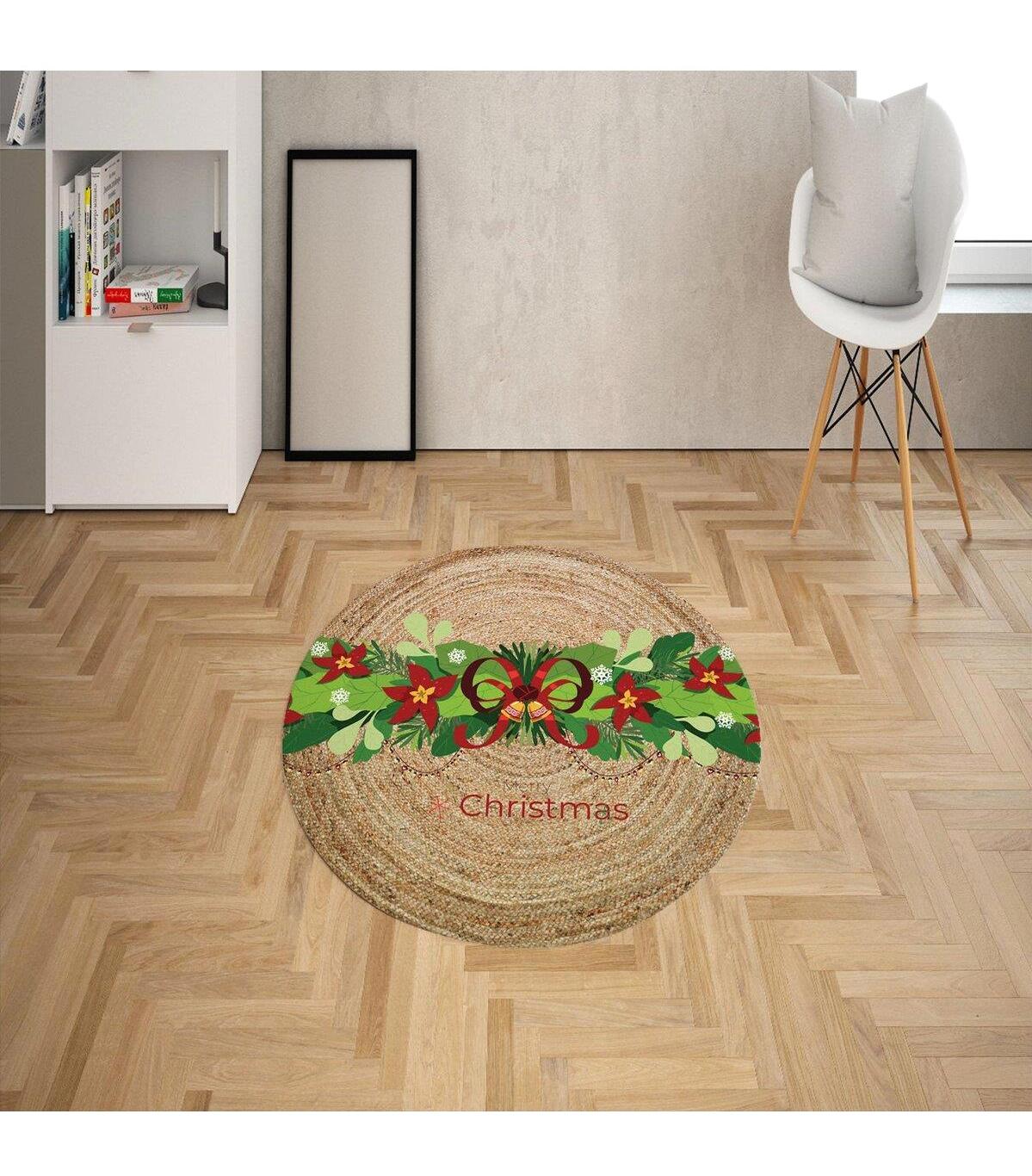 Doruklar Home Collection Krem 0.7 mm Polyester Antibakteriyel-Leke Tutmaz-Toz Tutmaz Yıkanabilir Orta Kaymaz Dot Taban Çiçek Desenli Dikdörtgen Makine Dokuma Antre-Salon Halısı 160x230 cm