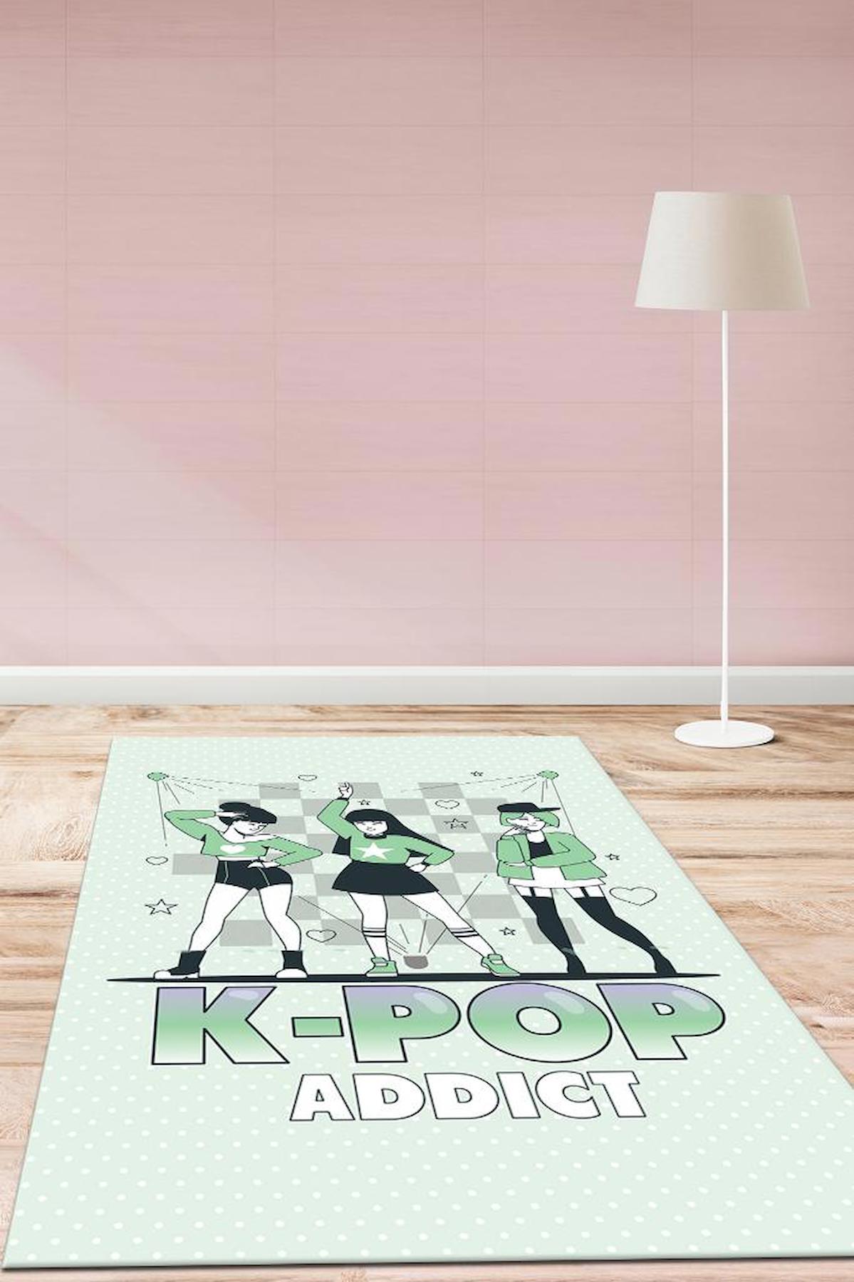 Homshtag K-Pop Çok Renkli 4 mm Pamuk Antistatik Yıkanabilir İnce Kaymaz Dikdörtgen Makine Dokuma Genç Odası Halısı