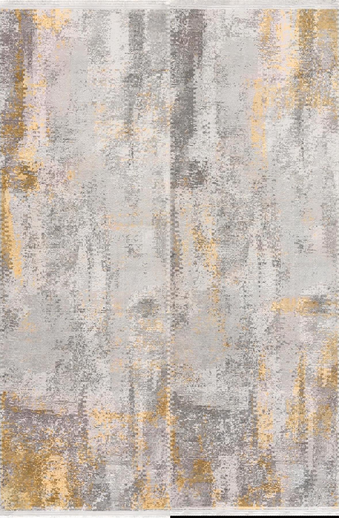 Sanat Halı Doku 1091 Çok Renkli 8 mm Viskon Antibakteriyel Yıkanabilir Kalın Kaymaz Lateks Taban Dikdörtgen Makine Dokuma Salon Halısı 160x230 cm