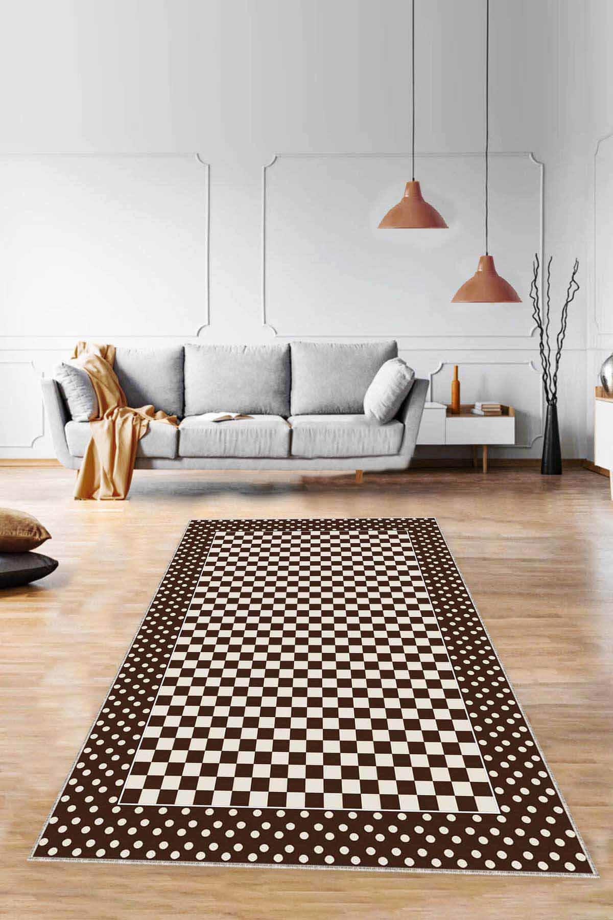 Viva Home MK85 Bej 7 mm Mikropolyester Yıkanabilir İnce Kaymaz Jüt Taban Dikdörtgen Makine Dokuma Salon Halısı 100x300 cm