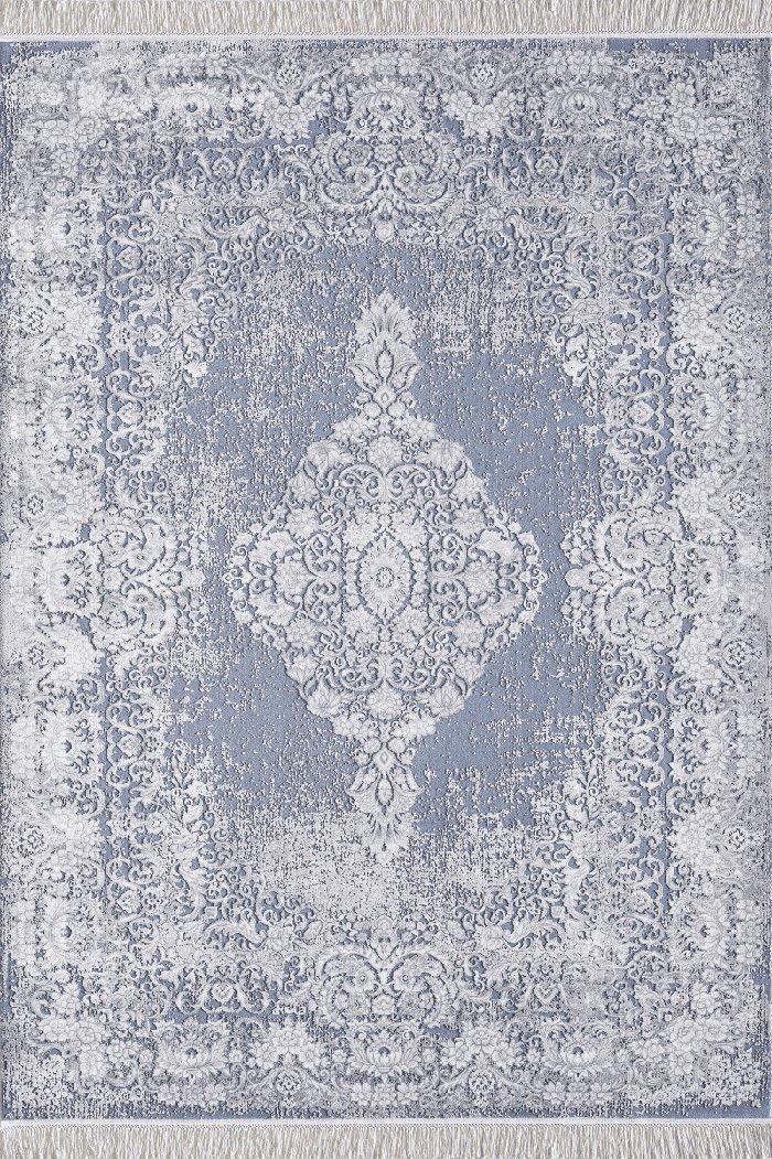 Royal Halı Roma XR05B Gri-Mavi 6 mm Akrilik Antibakteriyel Yıkanabilir Kalın Kaymaz Lateks Taban Dikdörtgen Makine Dokuma Salon Halısı 120x180 cm