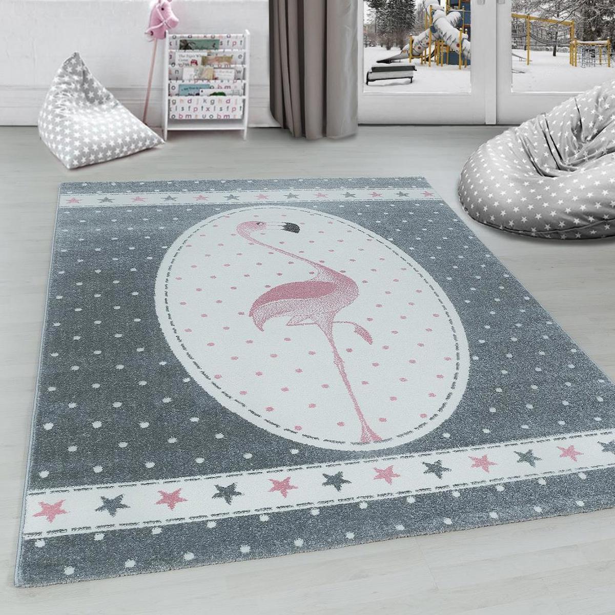 Red Halı Pembe 11 mm Polipropilen Toz Tutmaz Yıkanabilir İnce Kaymaz Hayvan Desenli Dikdörtgen Makine Dokuma Çocuk Odası Halısı 80x150 cm