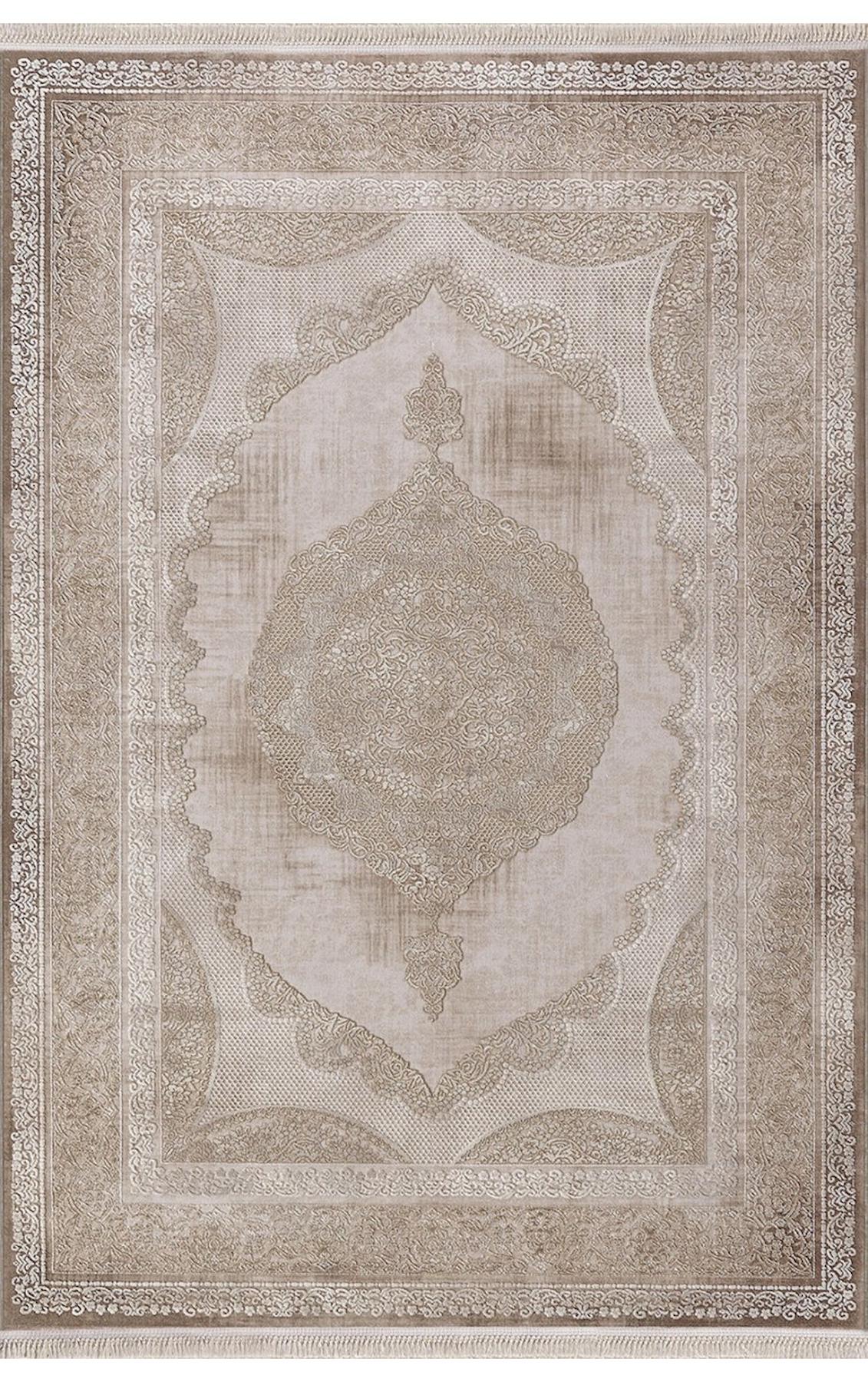 Padişah Santo 32840 Krem 10 mm Akrilik Yıkanabilir İnce Dikdörtgen Makine Dokuma Salon Halısı 133x190 cm