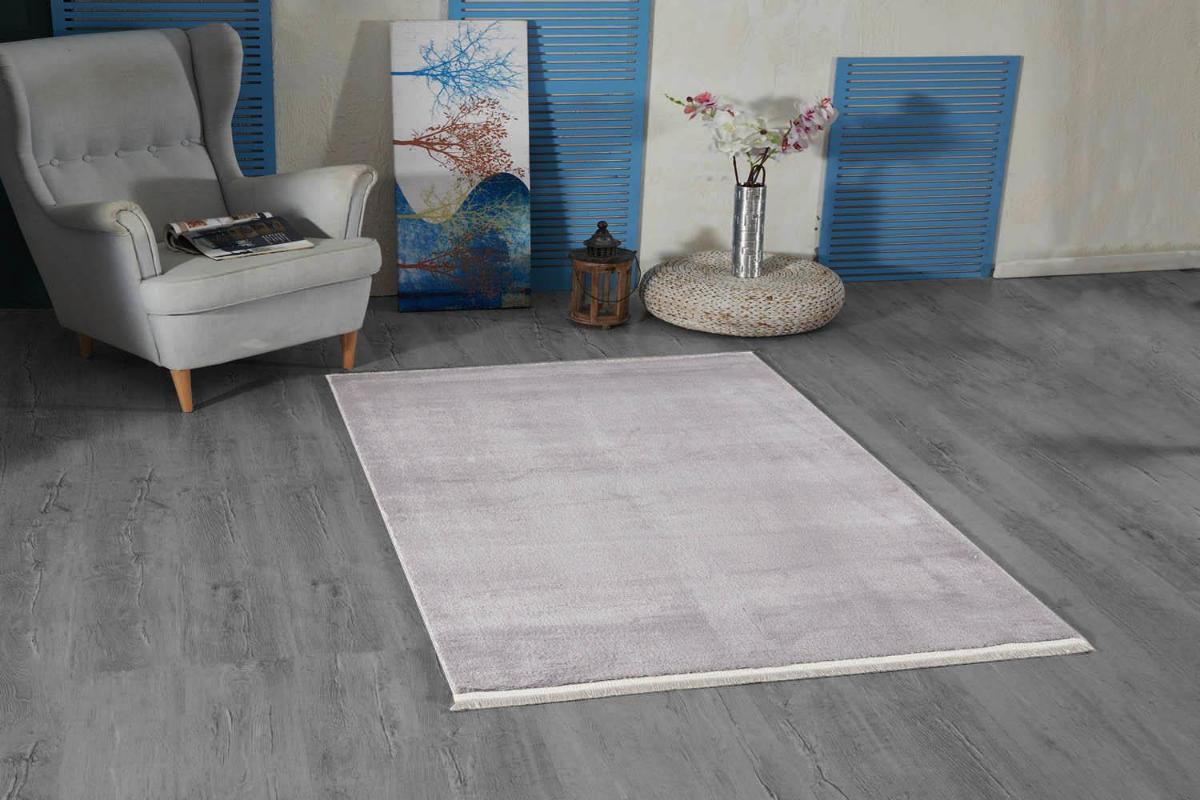 Jassrug Royal Gri 15 mm Polyester Yıkanabilir Kalın Kaymaz Taban Dikdörtgen Makine Dokuma Halı 120x180 cm