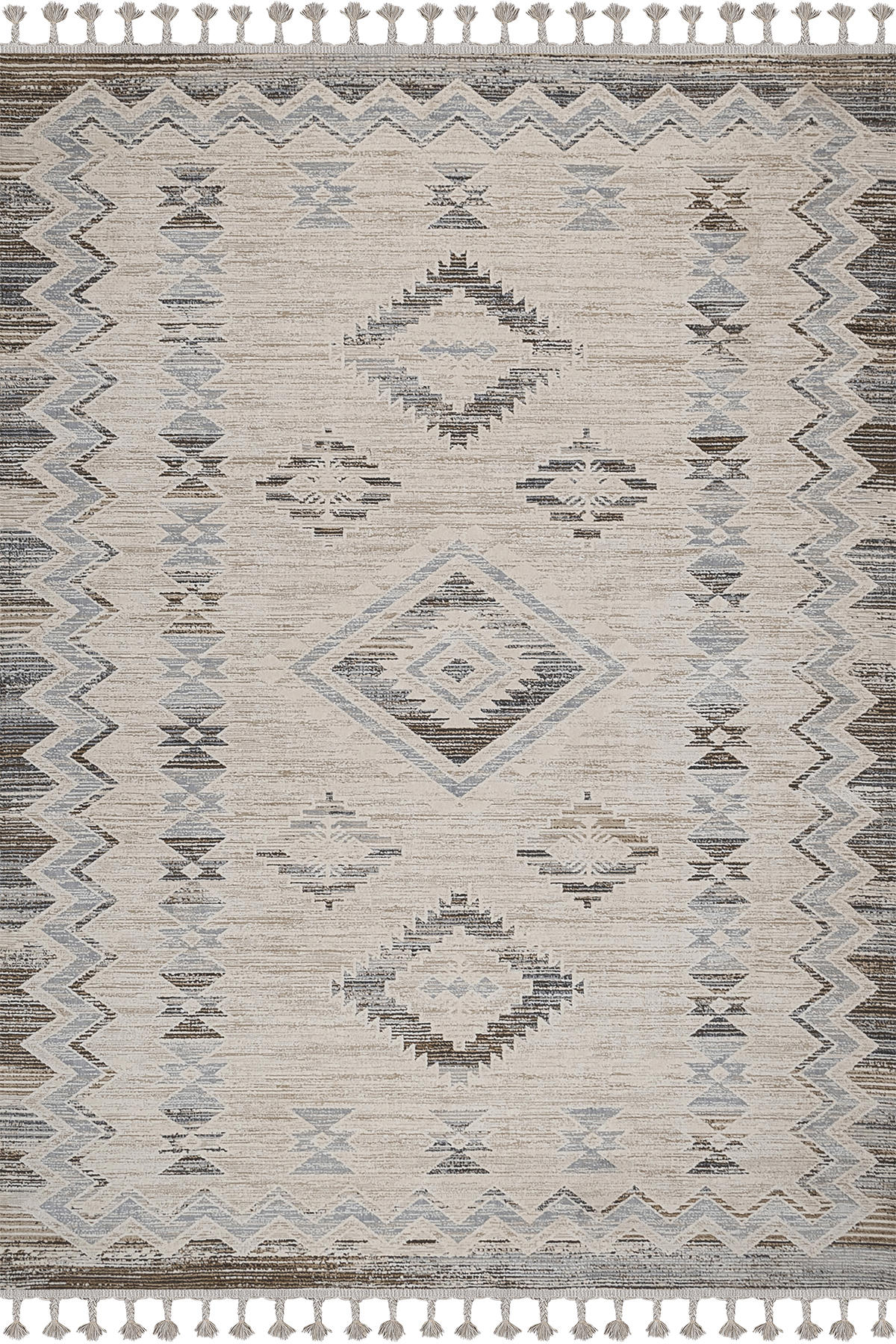 Petra Home Living Possion 25765A Krem 12 mm Polyester Leke Tutmaz Yıkanabilir Kalın Kaymaz Geometrik Dikdörtgen Makine Dokuma Salon Halısı 100x150 cm