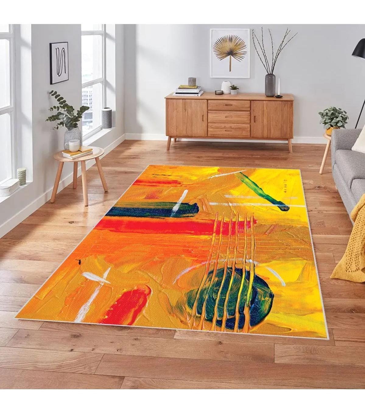 Rovigo Home RVG1840-SD150 Çok Renkli 8 mm Polyester Leke Tutmaz-Toz Tutmaz Yıkanabilir İnce Kaymaz Dot Taban Dikdörtgen Makine Dokuma Salon Halısı 100x300 cm