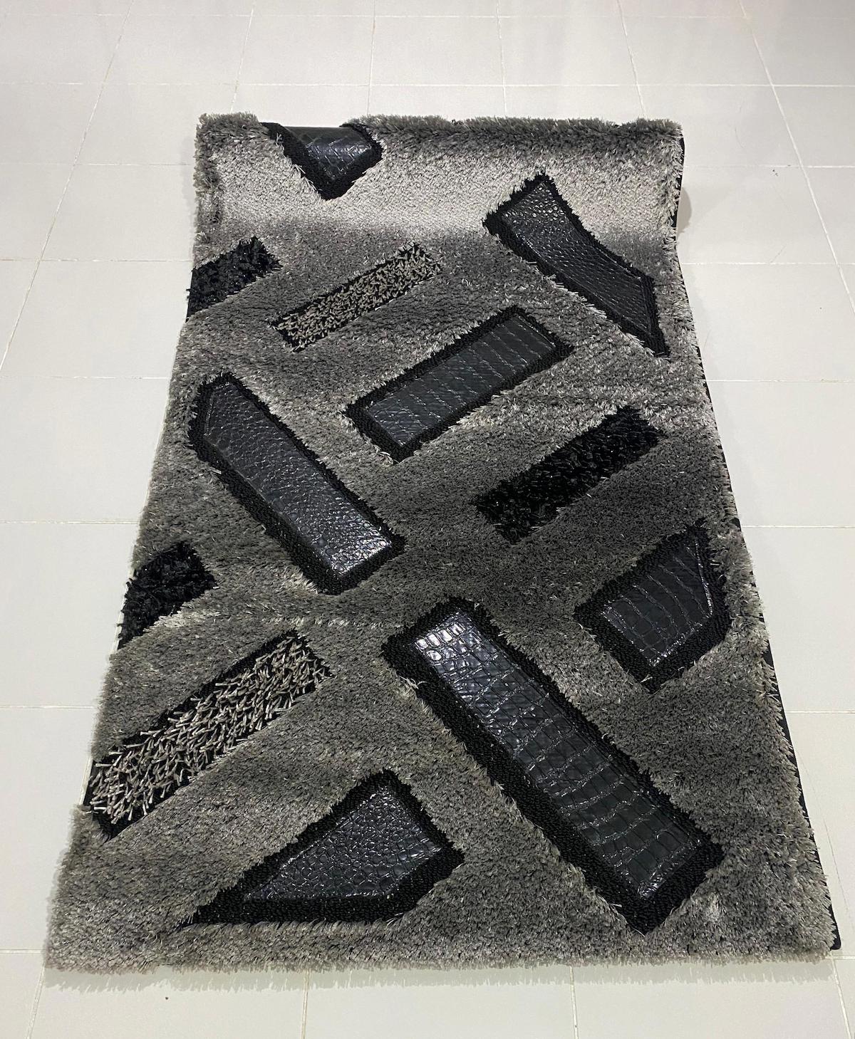 Padişah Antrasit Gri 20 mm Akrilik Yumuşak Yıkanabilir Kalın Kaymaz Dikdörtgen Makine Dokuma Salon Halısı 100x200 cm